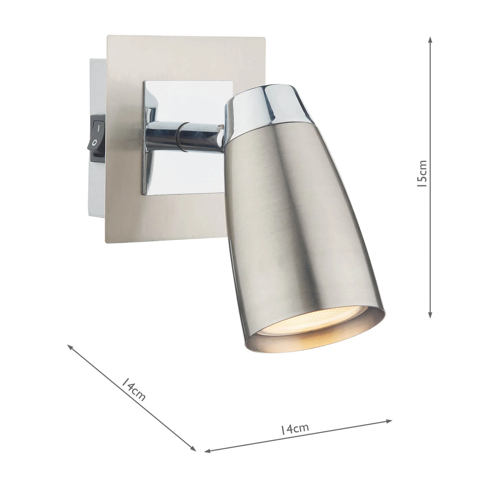 Loft Single Wall Spotlight - Matt White/Satin Polished Chrome - Image 7
