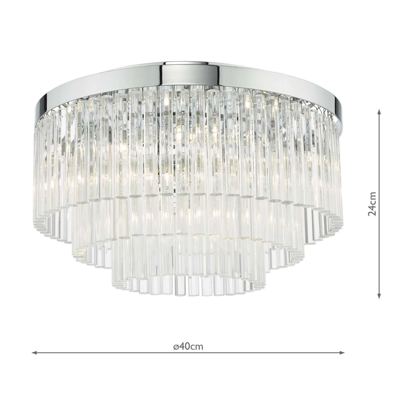 Logan 5Lt Flush Ceiling Light - Polished Chrome & Clear/Polished Chrome & Smoked Finish, IP20 - Image 10