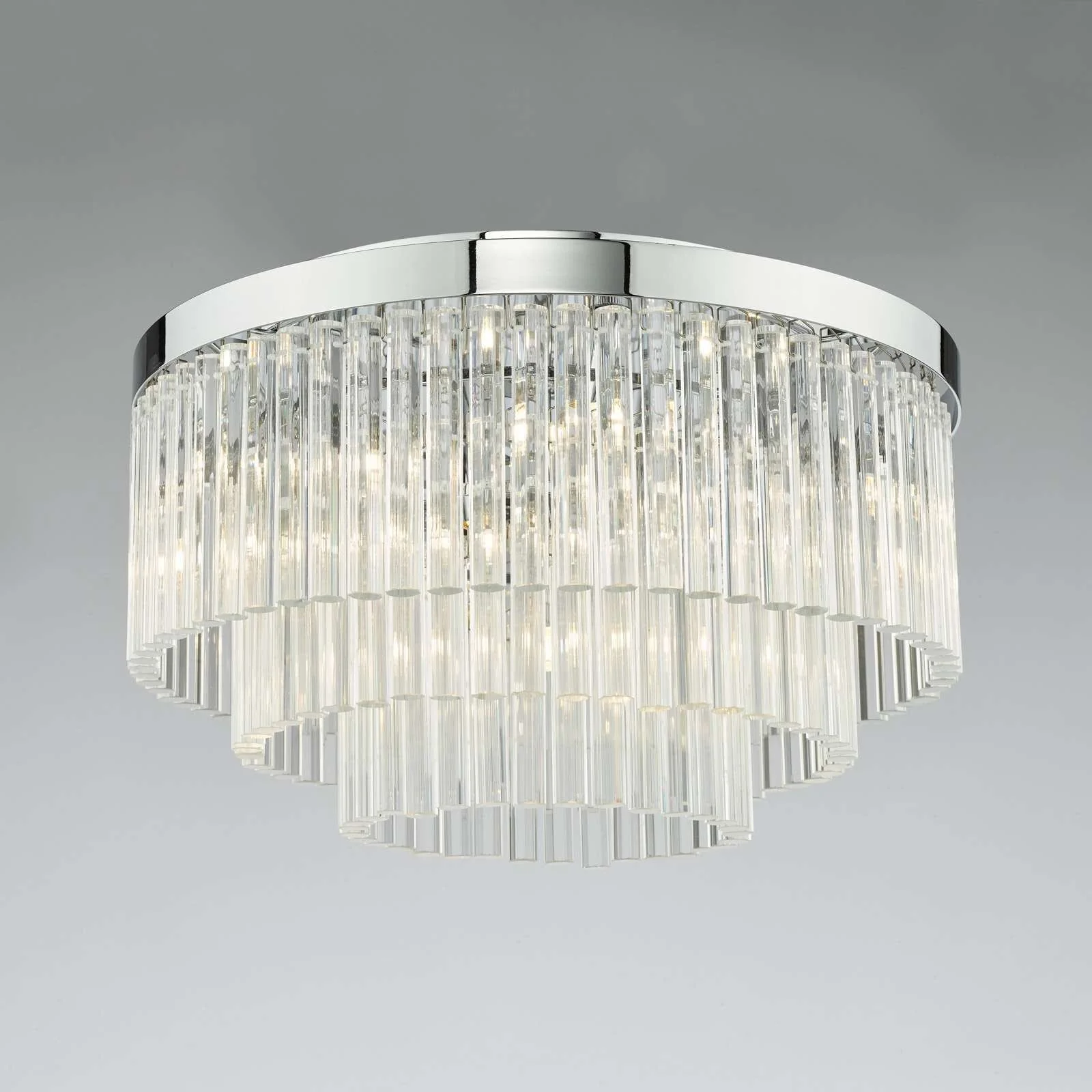 Logan 5Lt Flush Ceiling Light - Polished Chrome & Clear/Polished Chrome & Smoked Finish, IP20 - Image 3
