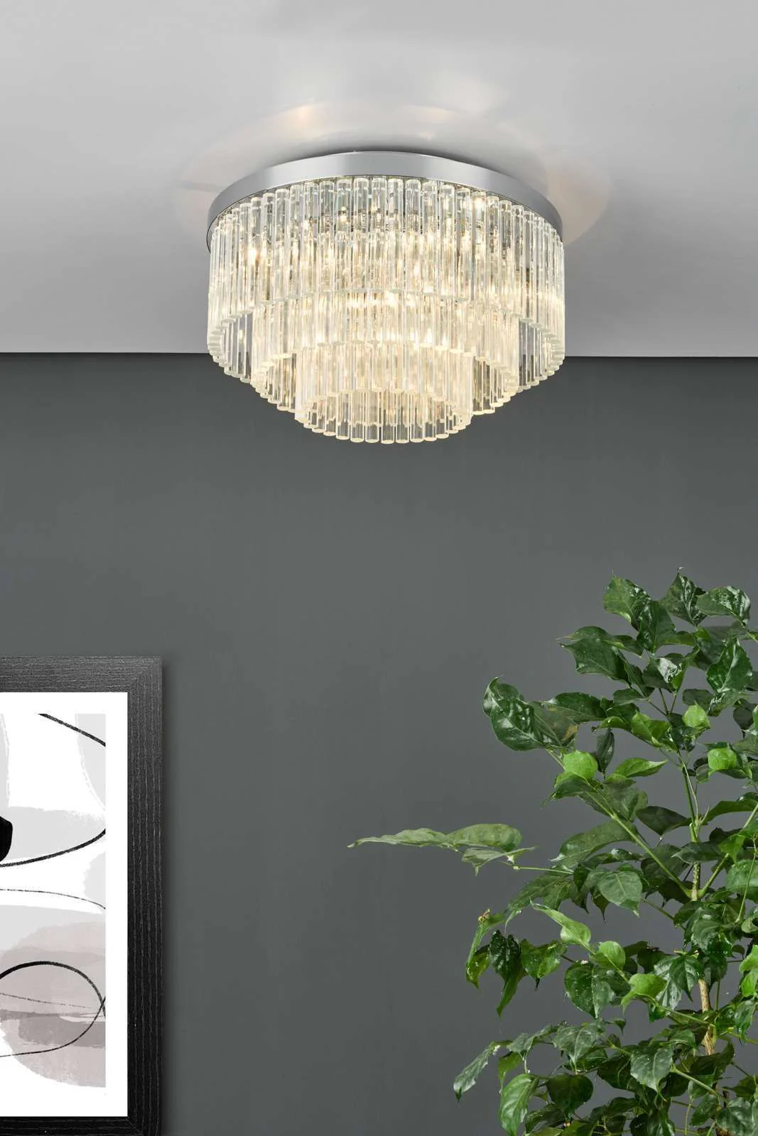 Logan 5Lt Flush Ceiling Light - Polished Chrome & Clear/Polished Chrome & Smoked Finish, IP20 - Image 5