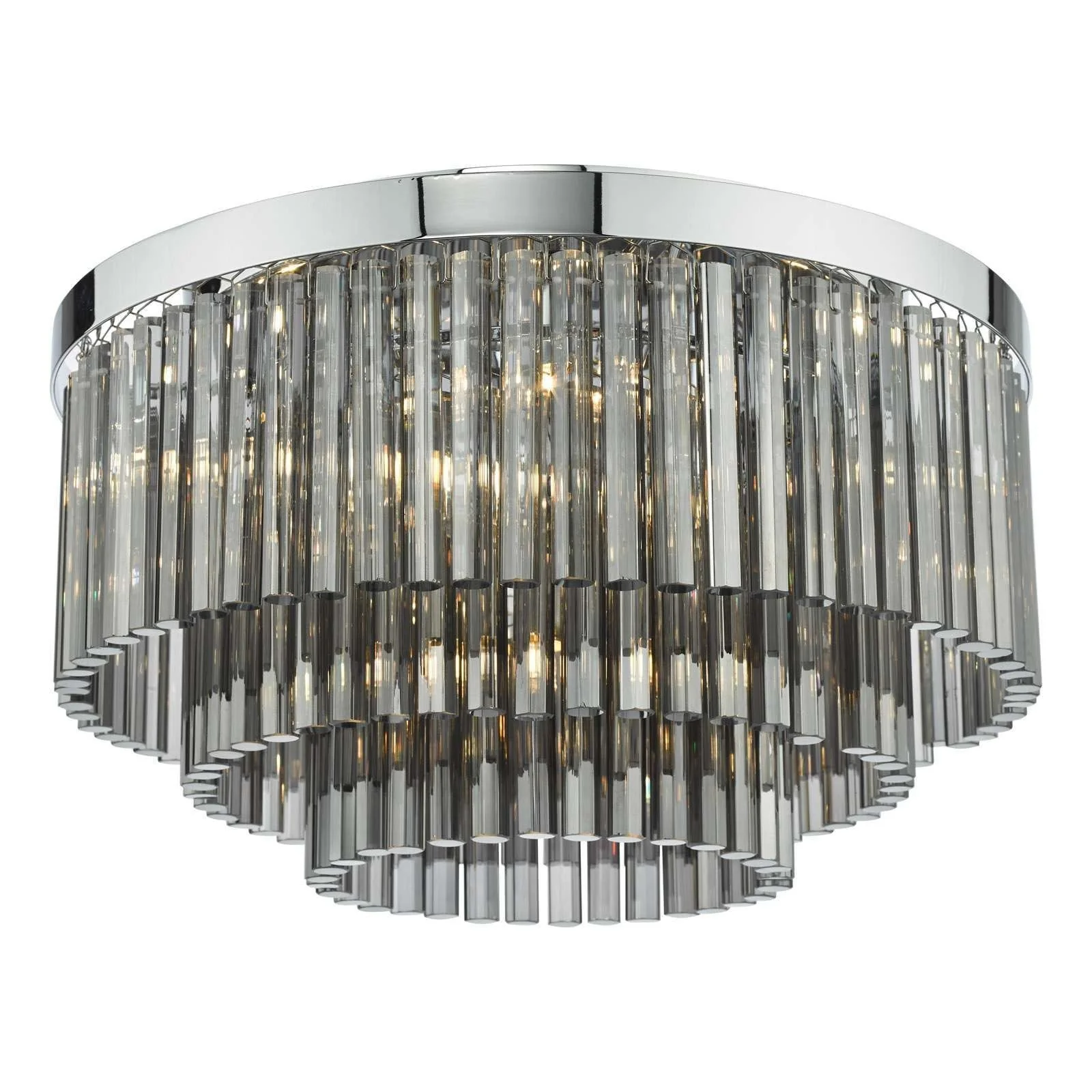 Logan 5Lt Flush Ceiling Light - Polished Chrome & Clear/Polished Chrome & Smoked Finish, IP20 - Image 6
