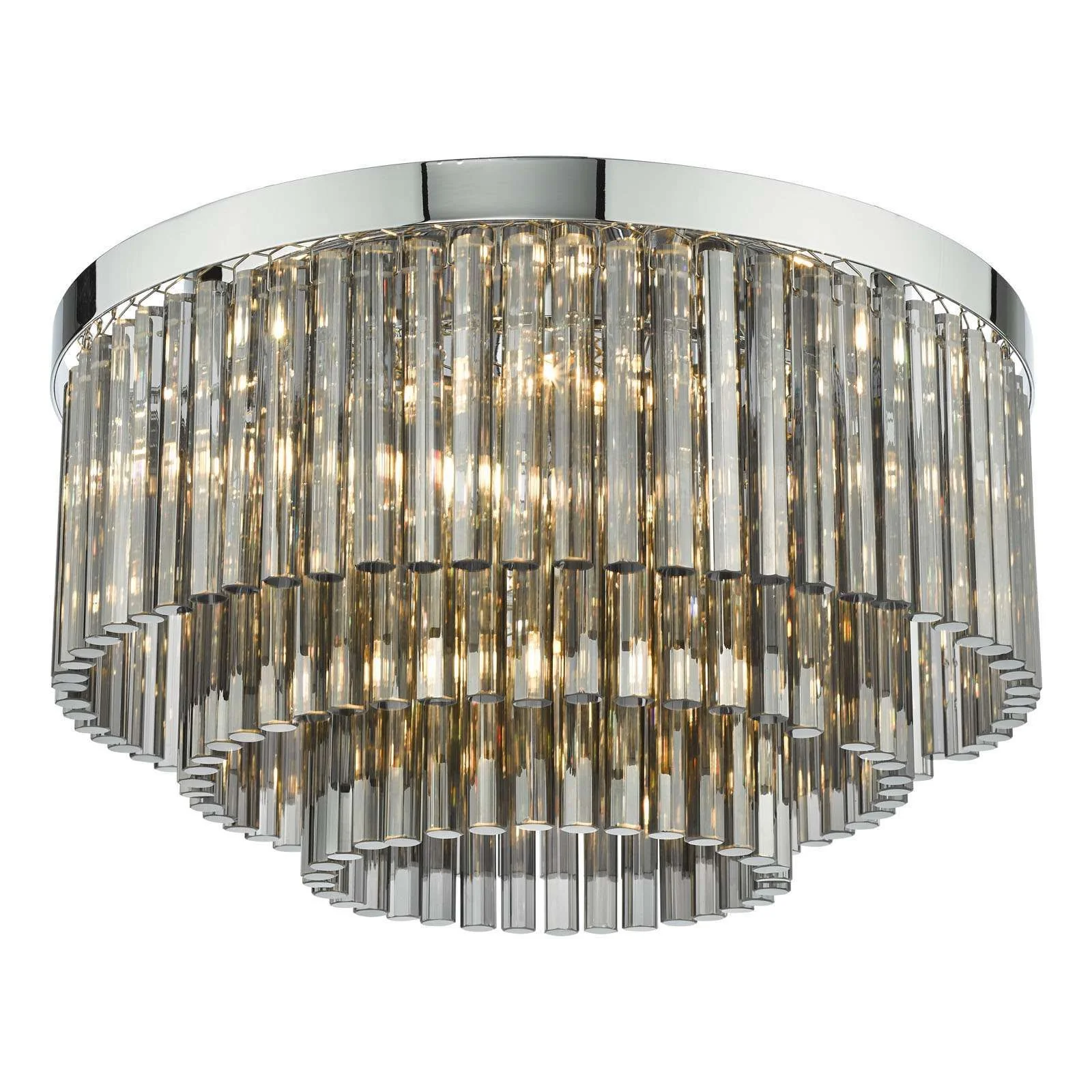 Logan 5Lt Flush Ceiling Light - Polished Chrome & Clear/Polished Chrome & Smoked Finish, IP20 - Image 7