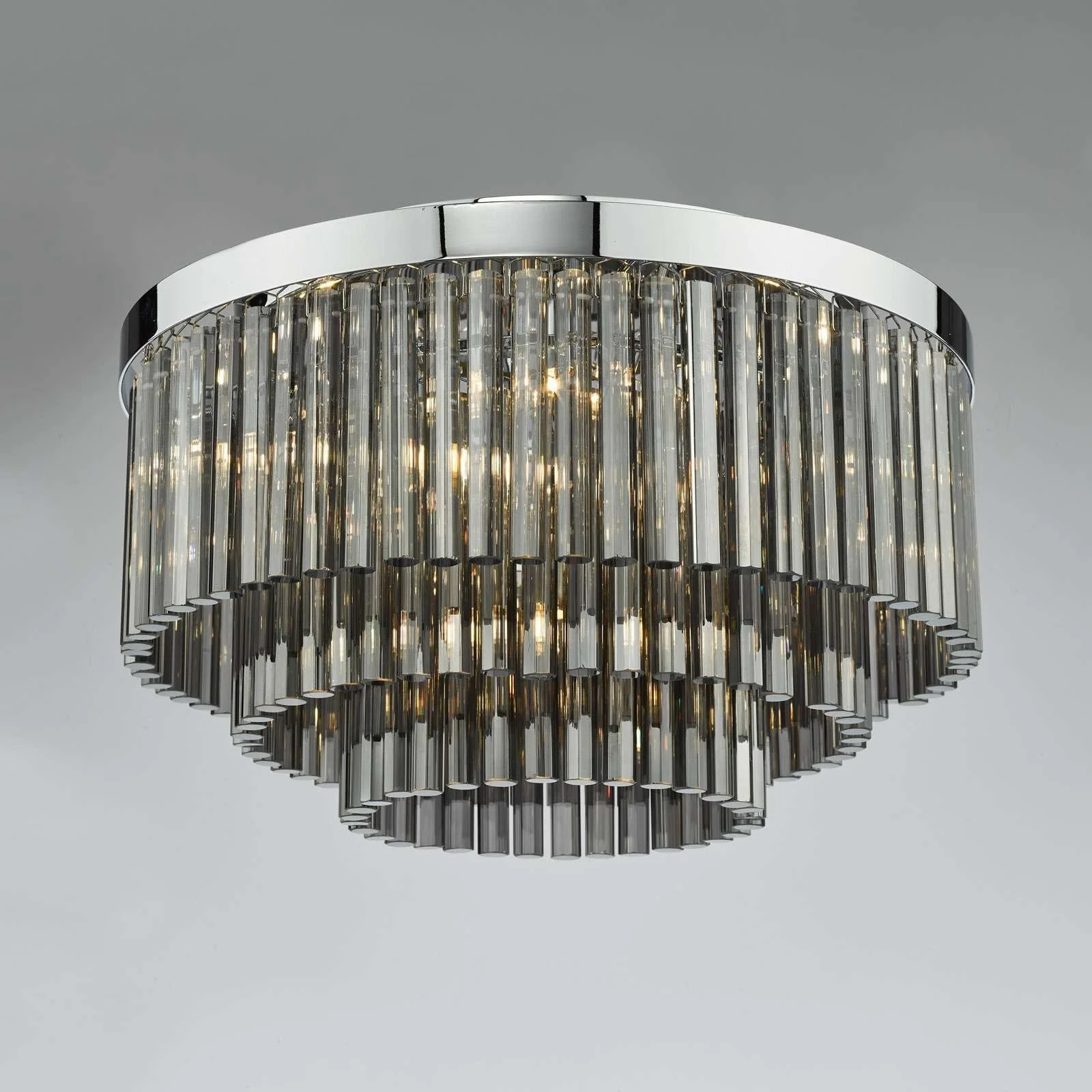 Logan 5Lt Flush Ceiling Light - Polished Chrome & Clear/Polished Chrome & Smoked Finish, IP20 - Image 8