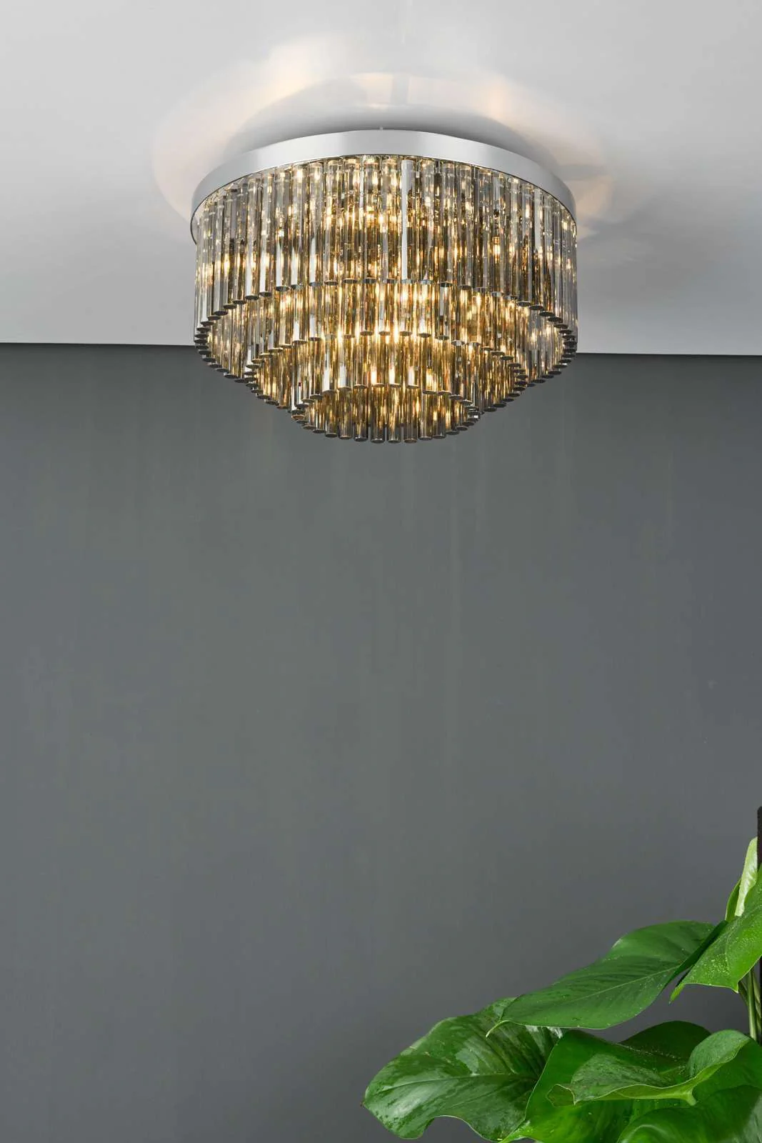 Logan 5Lt Flush Ceiling Light - Polished Chrome & Clear/Polished Chrome & Smoked Finish, IP20 - Image 9