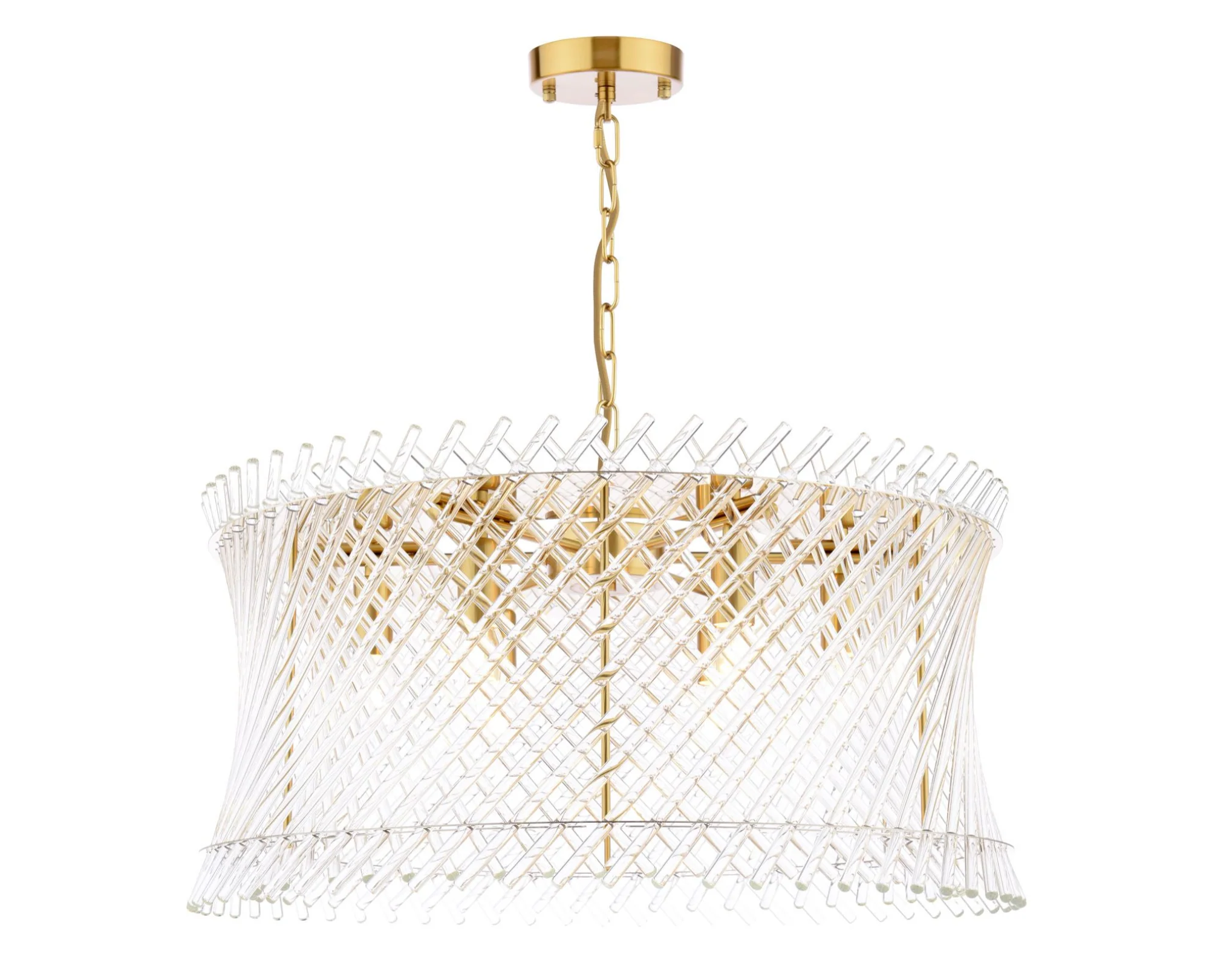Loire 6 Light Pendant- Natural Brass and Glass