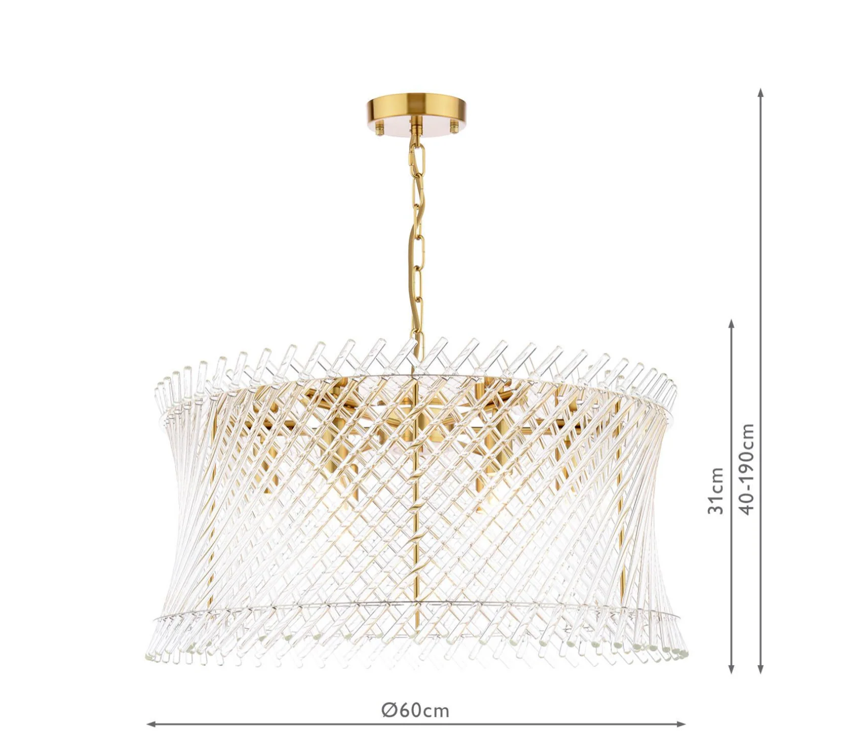 Loire 6 Light Pendant- Natural Brass and Glass - Image 3