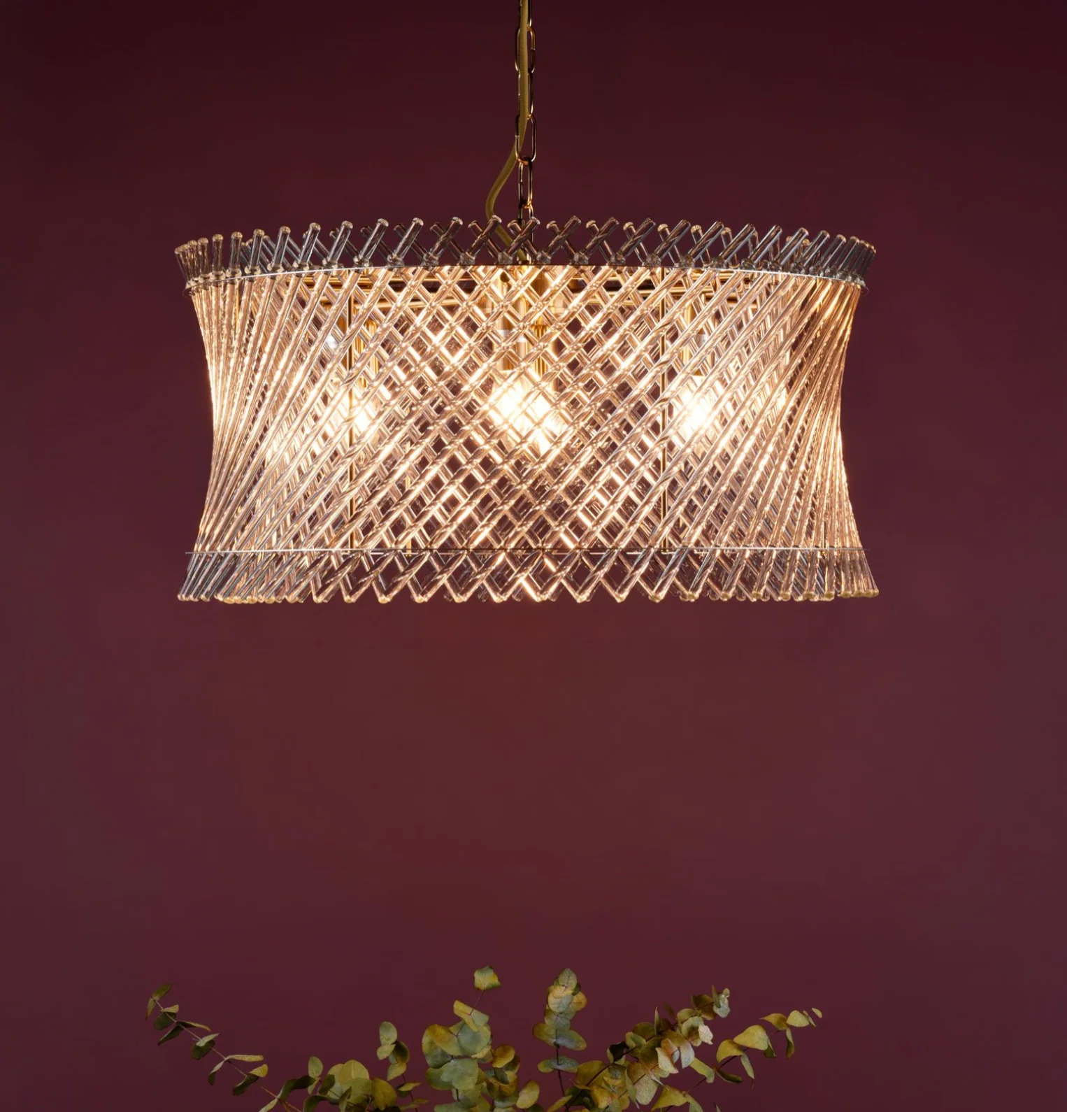 Loire 6 Light Pendant- Natural Brass and Glass - Image 4