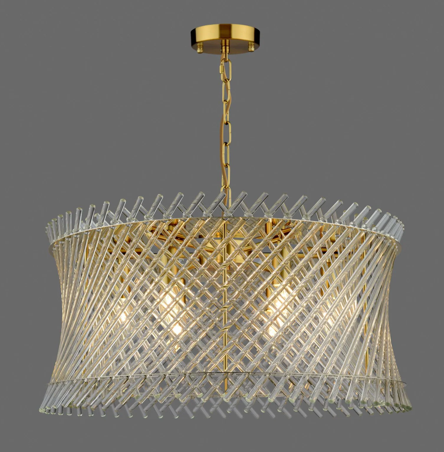 Loire 6 Light Pendant- Natural Brass and Glass - Image 5