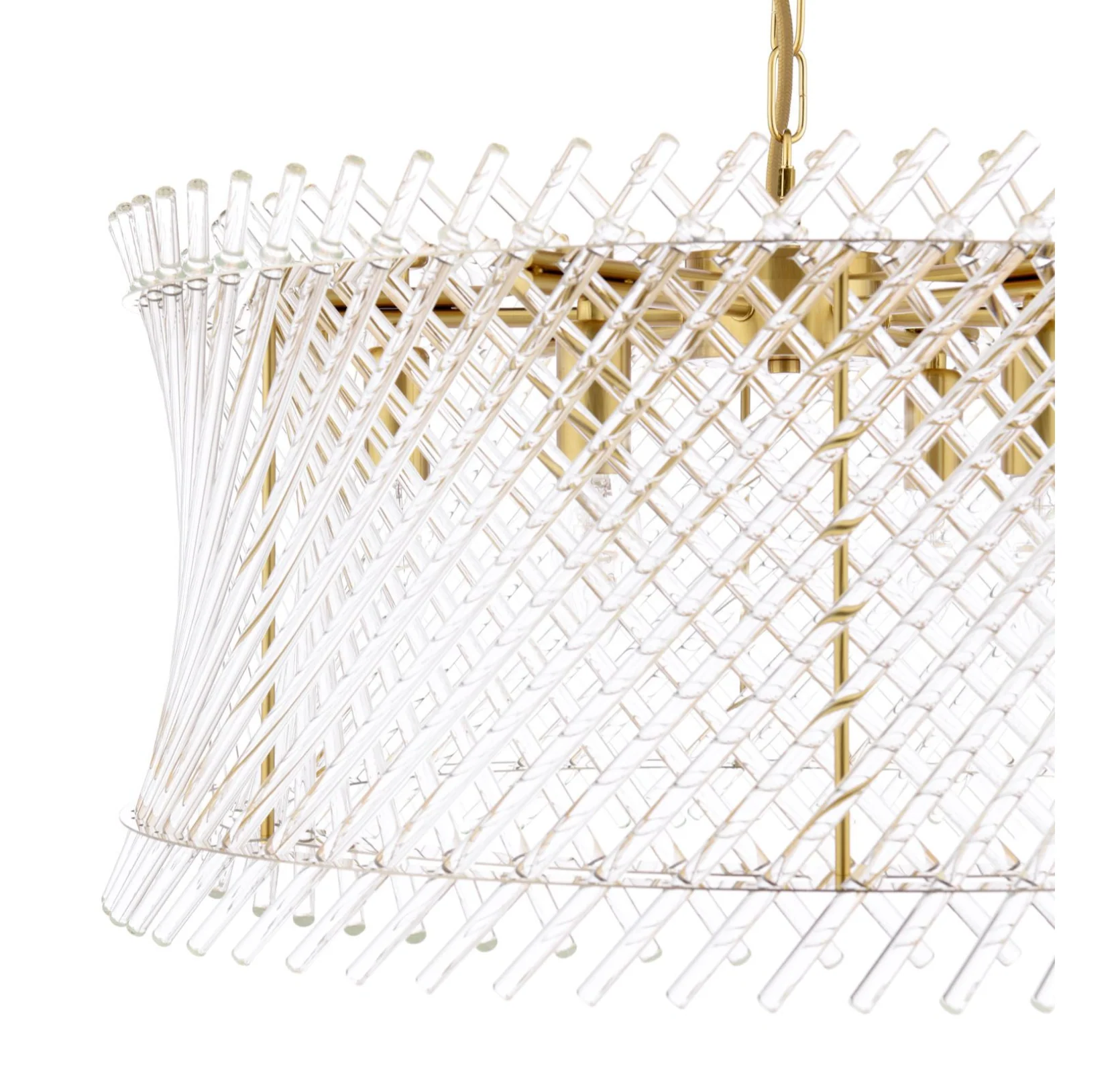 Loire 6 Light Pendant- Natural Brass and Glass - Image 6