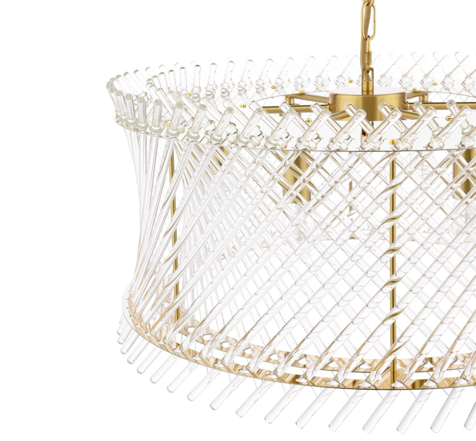 Loire 6 Light Pendant- Natural Brass and Glass - Image 7