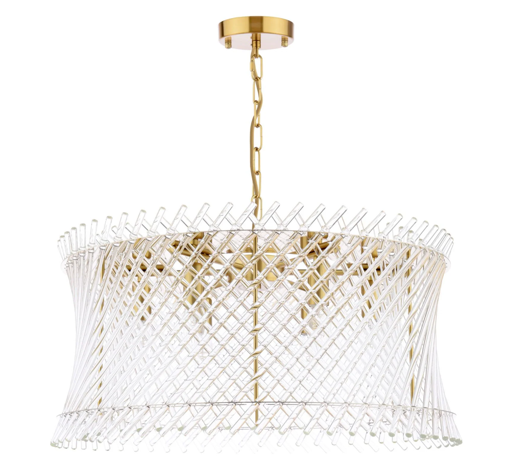 Loire 6 Light Pendant- Natural Brass and Glass - Image 8
