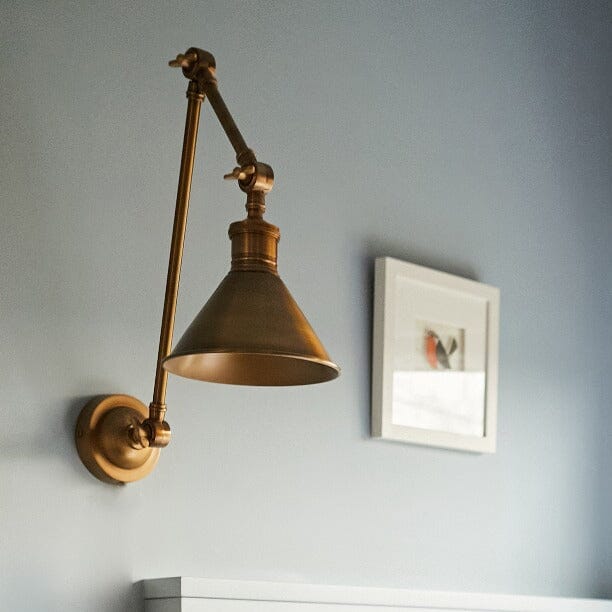 Tuskar Long Arm Cone Wall Light- Brass & Black Finishes - Image 4