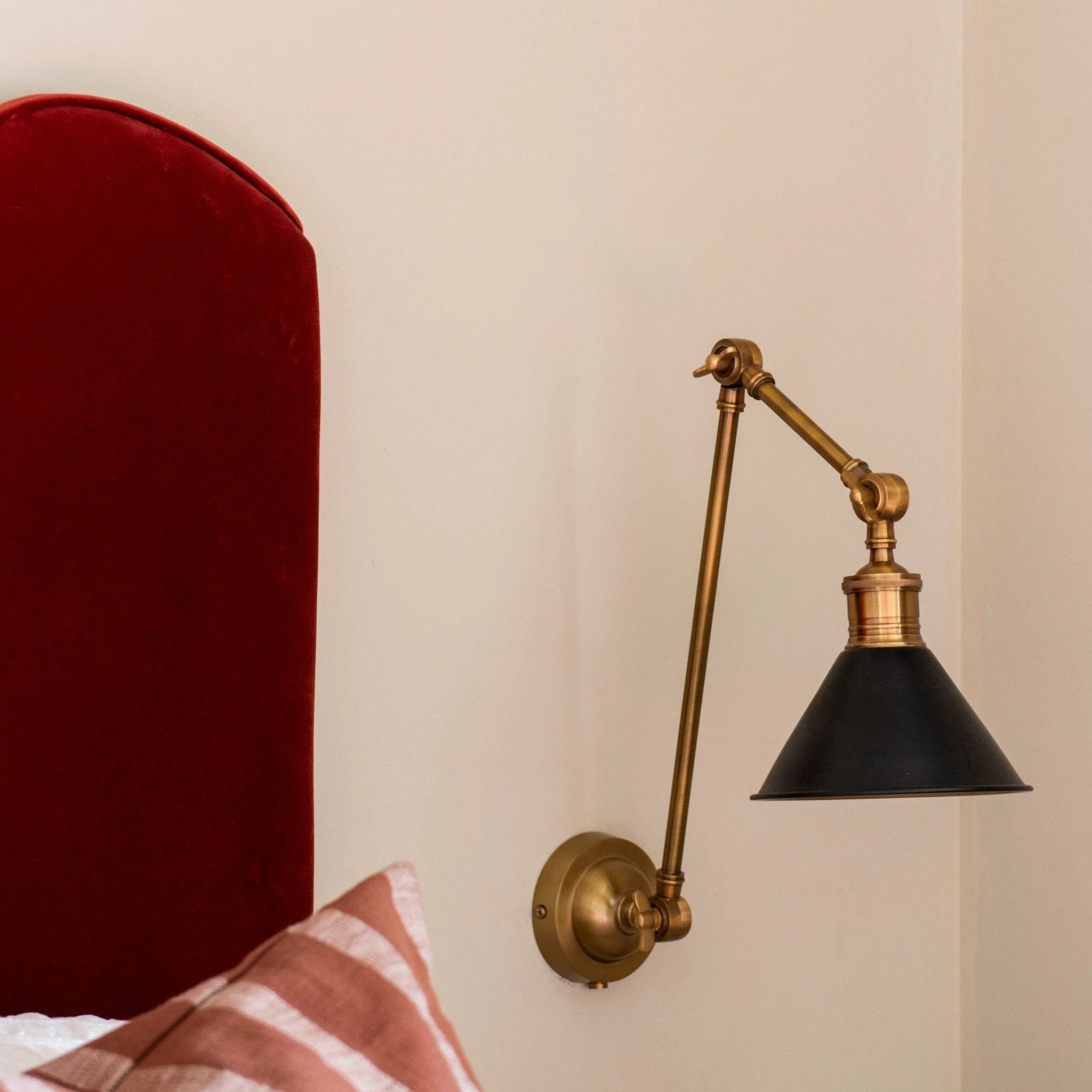 Tuskar Long Arm Cone Wall Light- Brass & Black Finishes - Image 5
