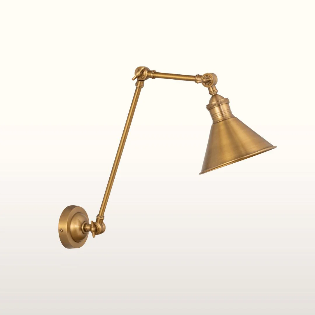 Tuskar Long Arm Cone Wall Light- Brass & Black Finishes - Image 8