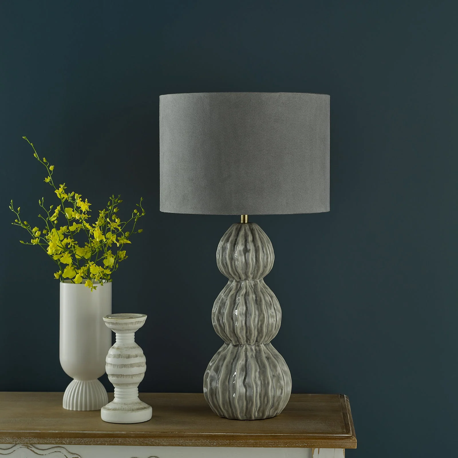 Lorelai Ceramic Table Lamp Blue/Grey With Shade E27 - Image 13