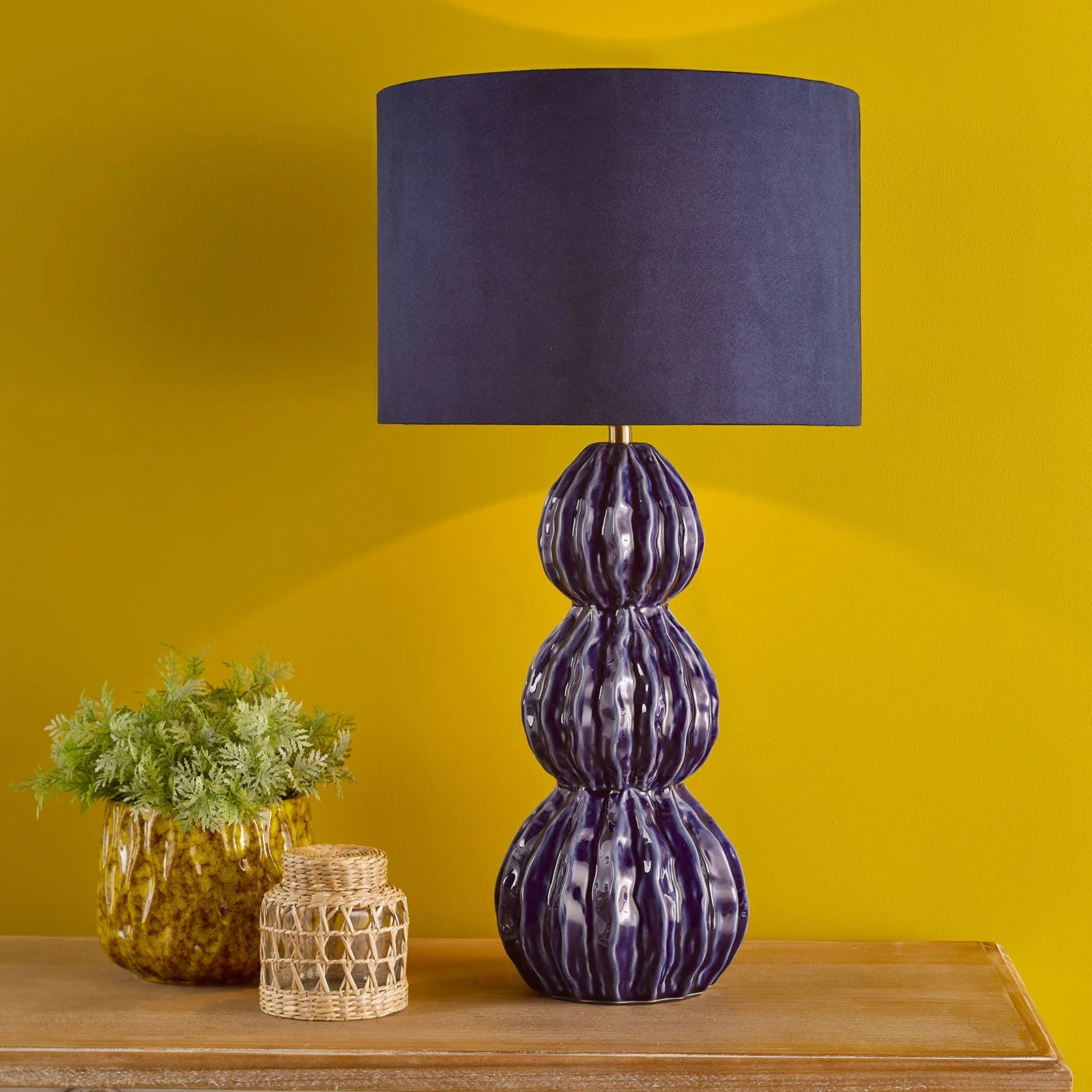 Lorelai Ceramic Table Lamp Blue/Grey With Shade E27 - Image 5