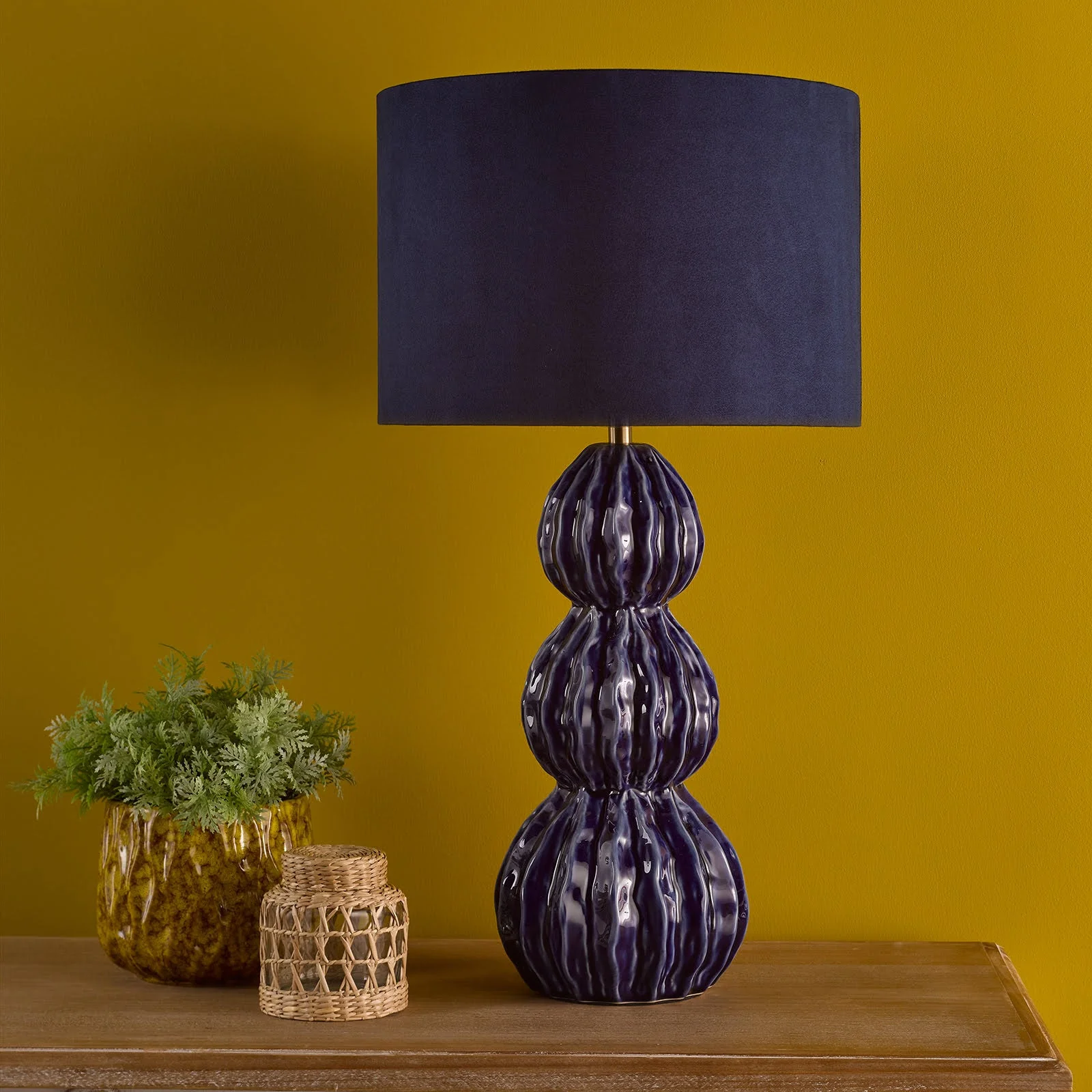 Lorelai Ceramic Table Lamp Blue/Grey With Shade E27 - Image 6