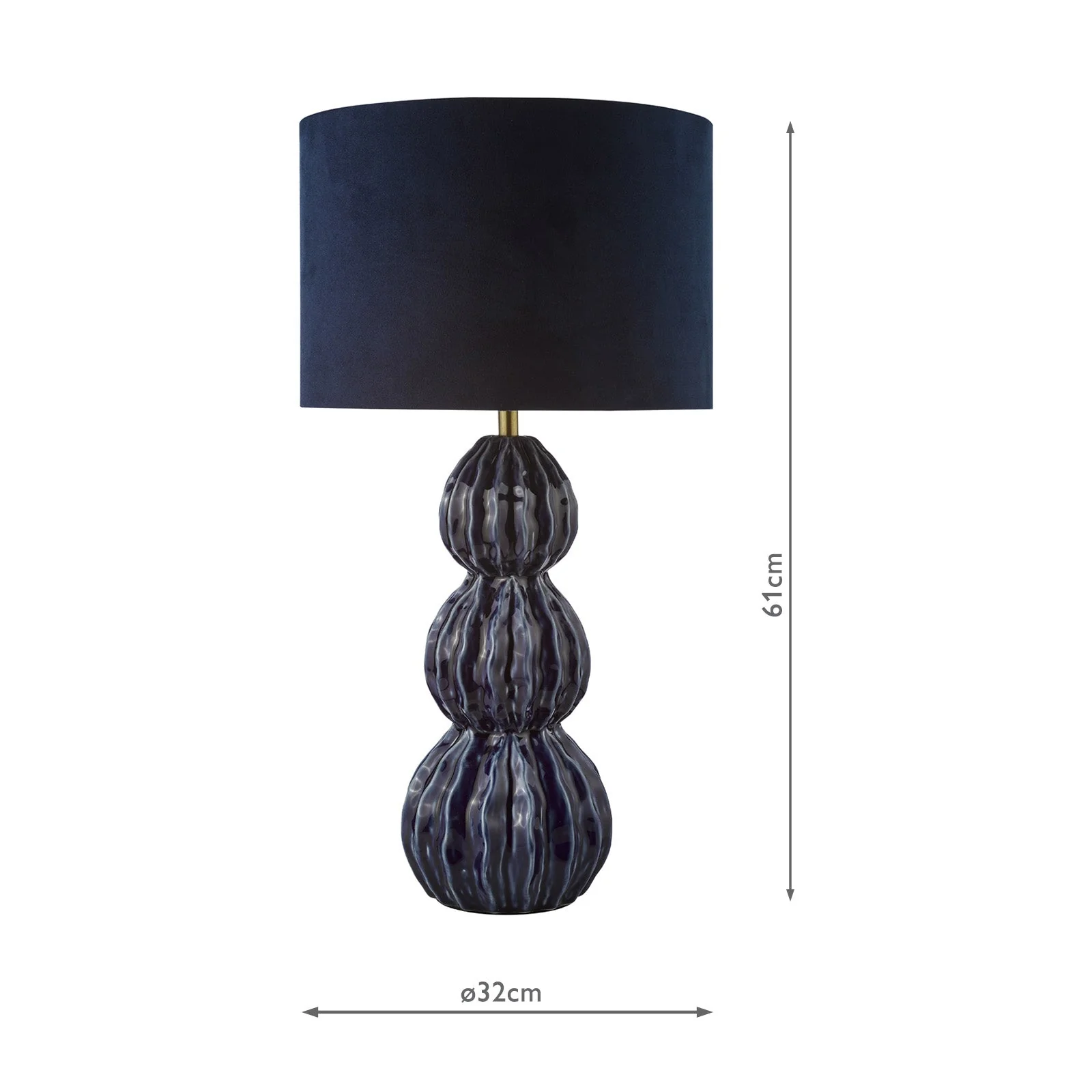 Lorelai Ceramic Table Lamp Blue/Grey With Shade E27 - Image 7