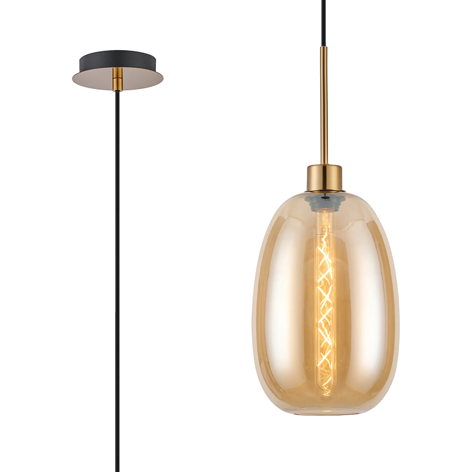 Lori 1.7m Single Pendant, 1 Light Adjustable E27- Antique Gold w Various Finishes - Image 2