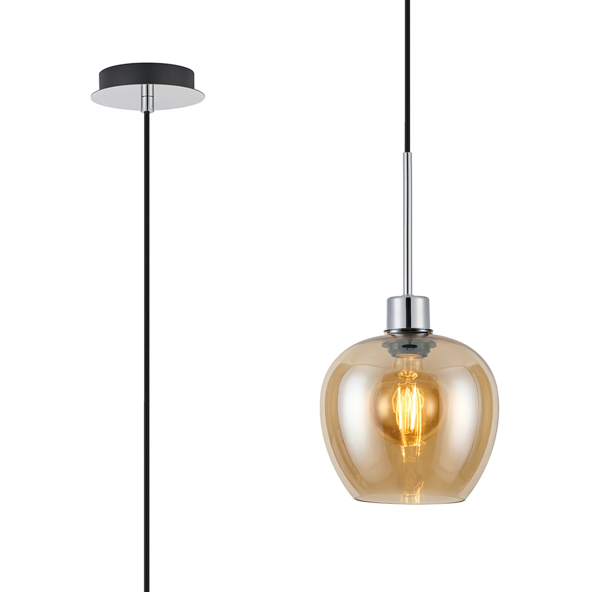 Lori 1.7m Single Pendant 1 Light Adjustable E27 Polished Chrome w Various Finishes - Image 2