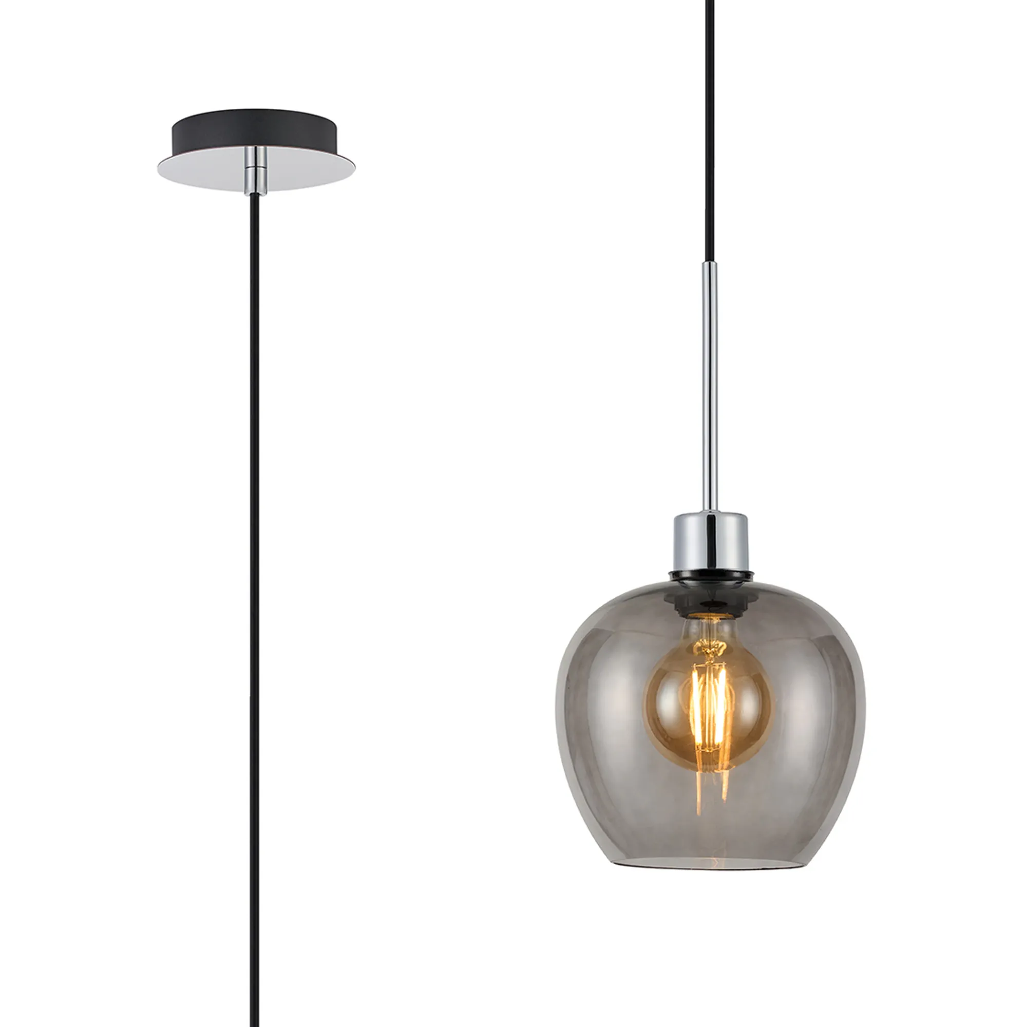Lori 1.7m Single Pendant 1 Light Adjustable E27 Polished Chrome w Various Finishes - Image 4