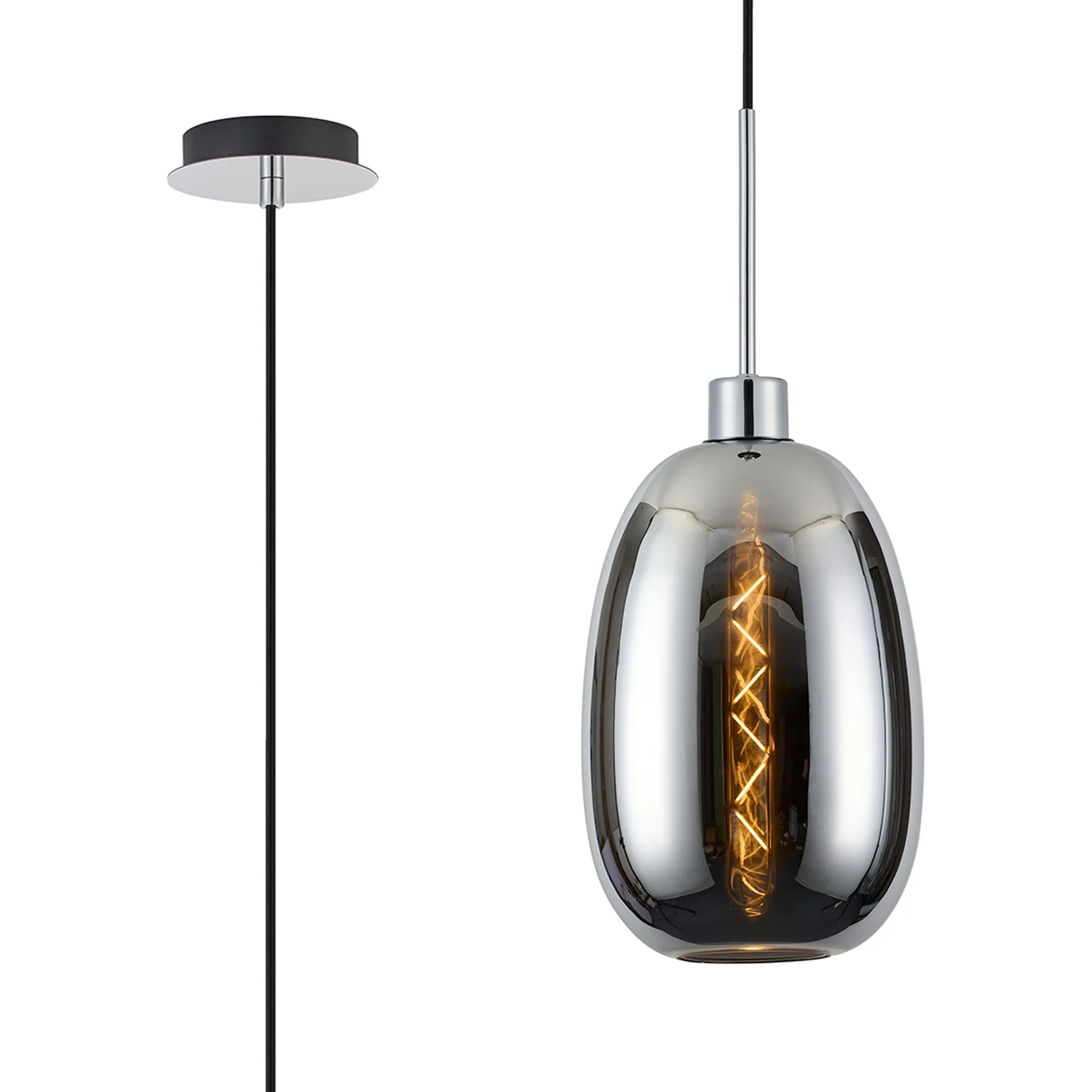 Lori 1.7m Single Pendant 1 Light Adjustable E27 Polished Chrome w Various Finishes - Image 5