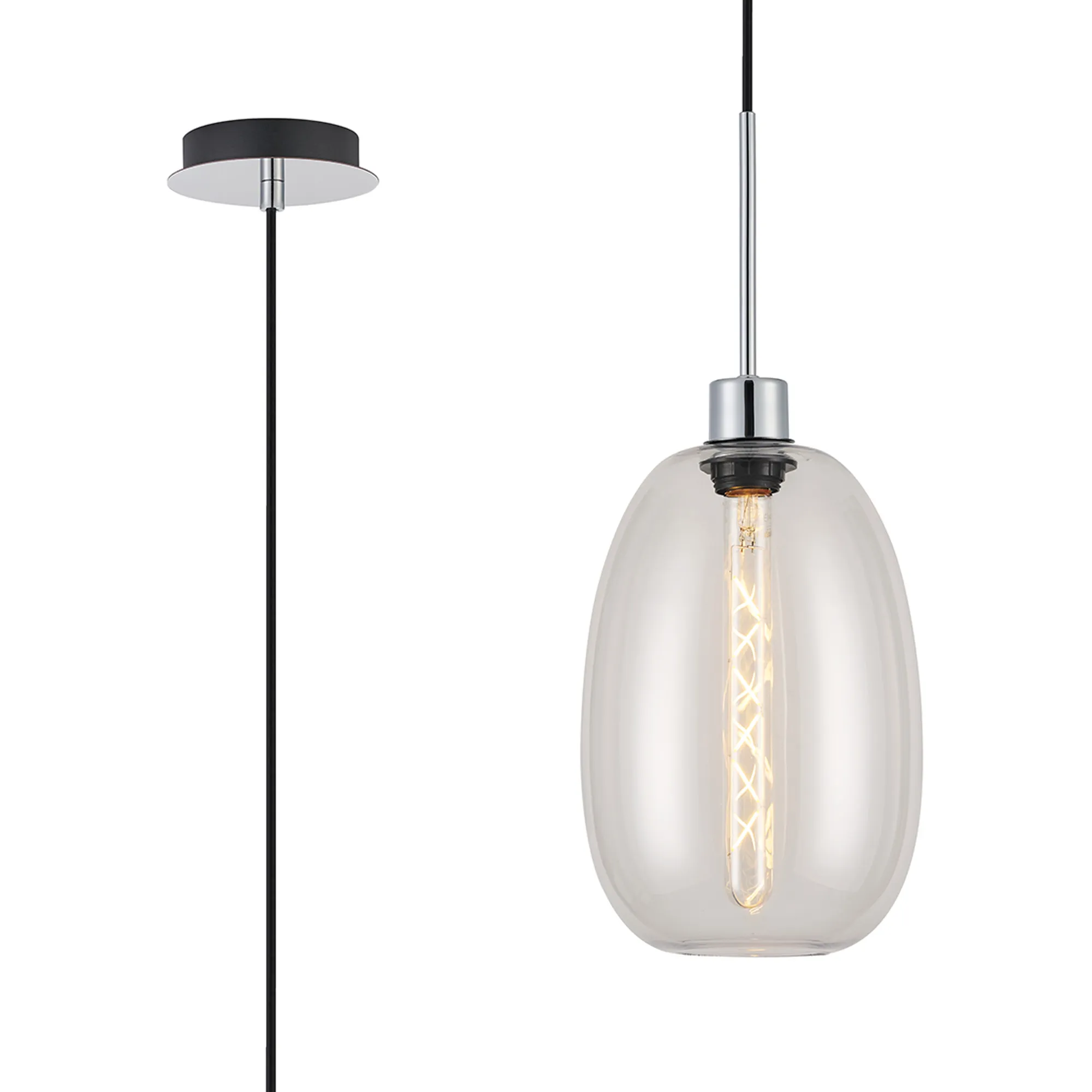 Lori 1.7m Single Pendant 1 Light Adjustable E27 Polished Chrome w Various Finishes - Image 6