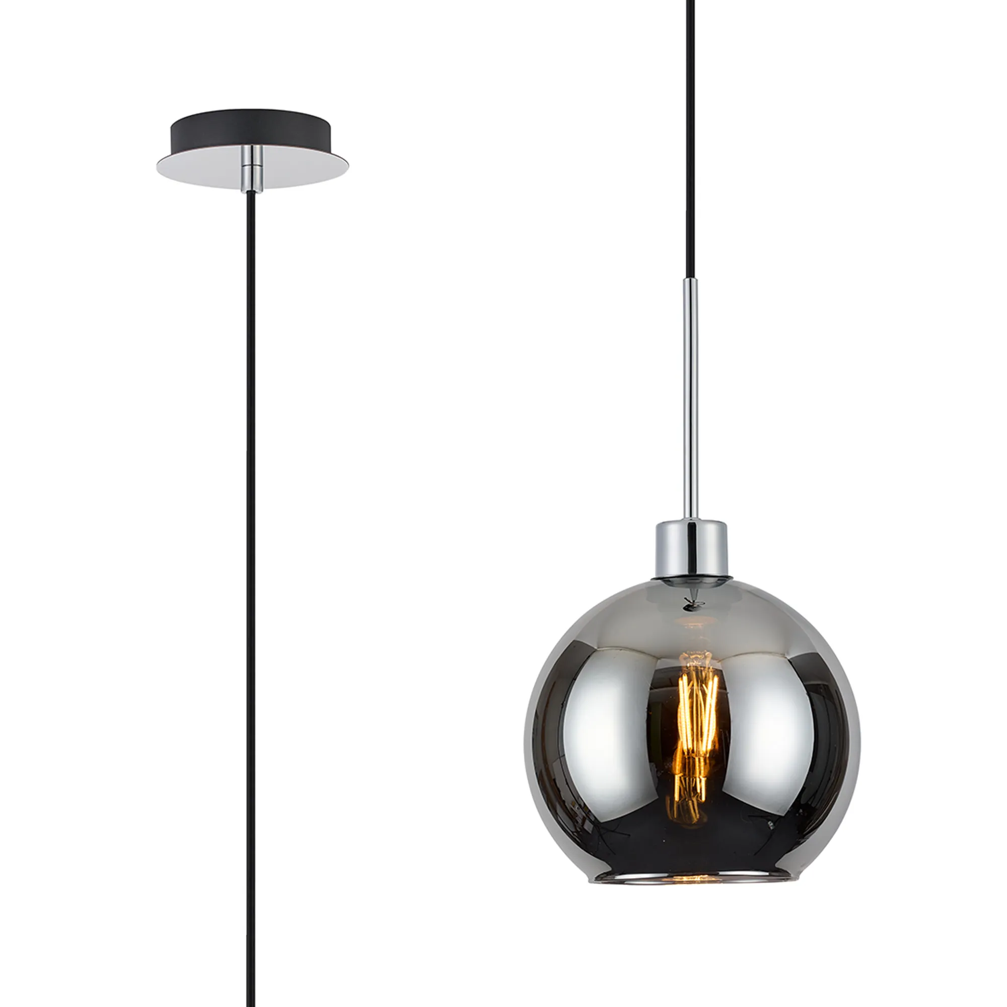 Lori 1.7m Single Pendant 1 Light Adjustable E27 Polished Chrome w Various Finishes - Image 7