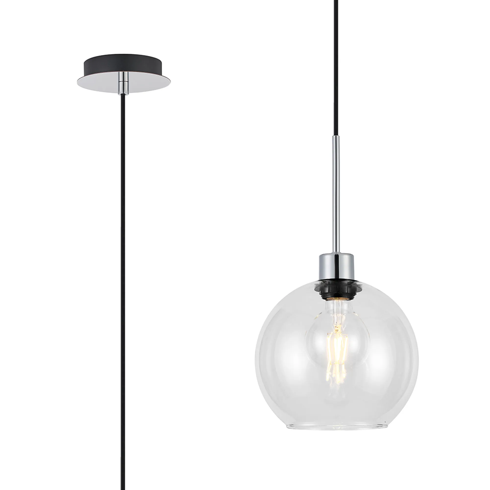 Lori 1.7m Single Pendant 1 Light Adjustable E27 Polished Chrome w Various Finishes - Image 8