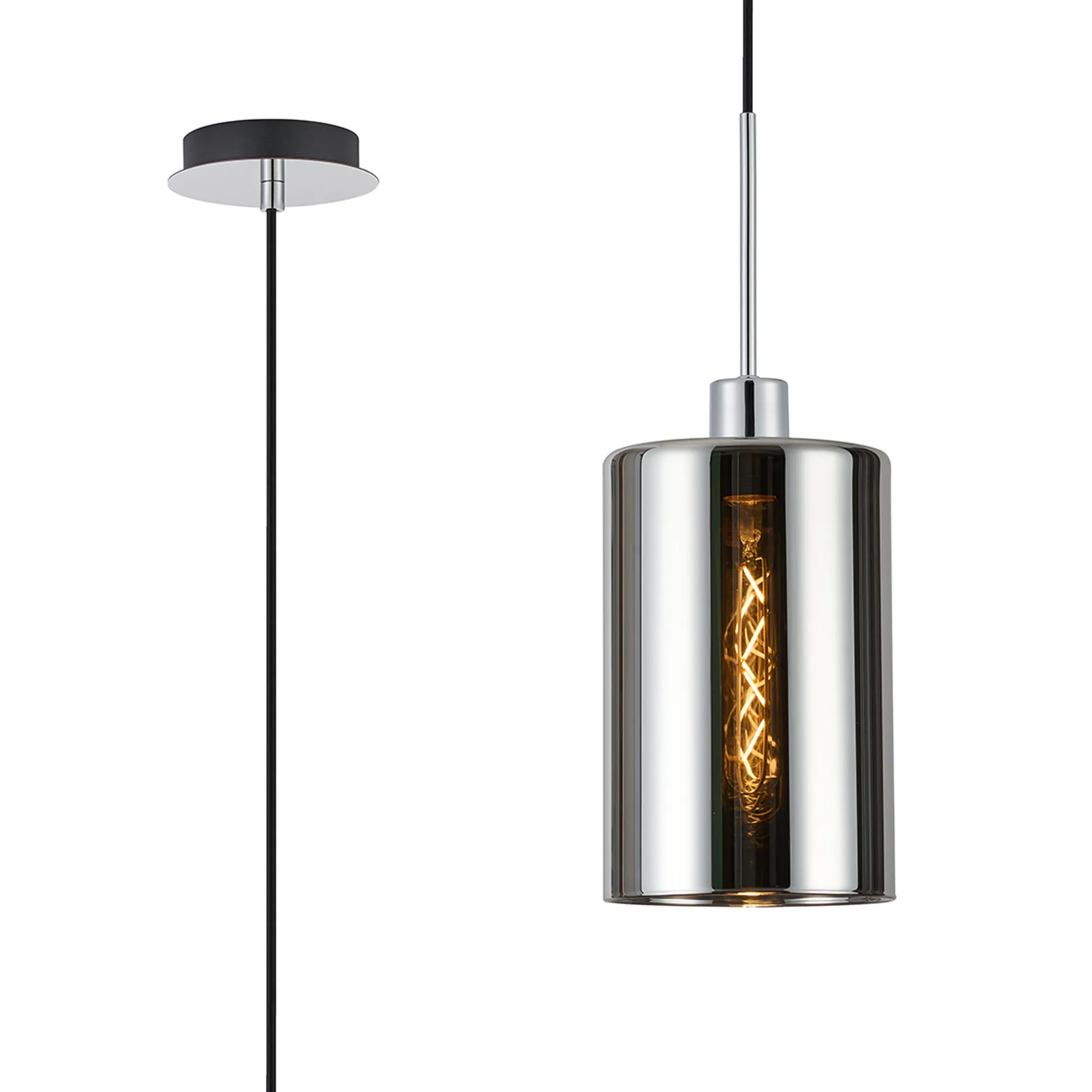 Lori 1.7m Single Pendant 1 Light Adjustable E27 Polished Chrome w Various Finishes - Image 9