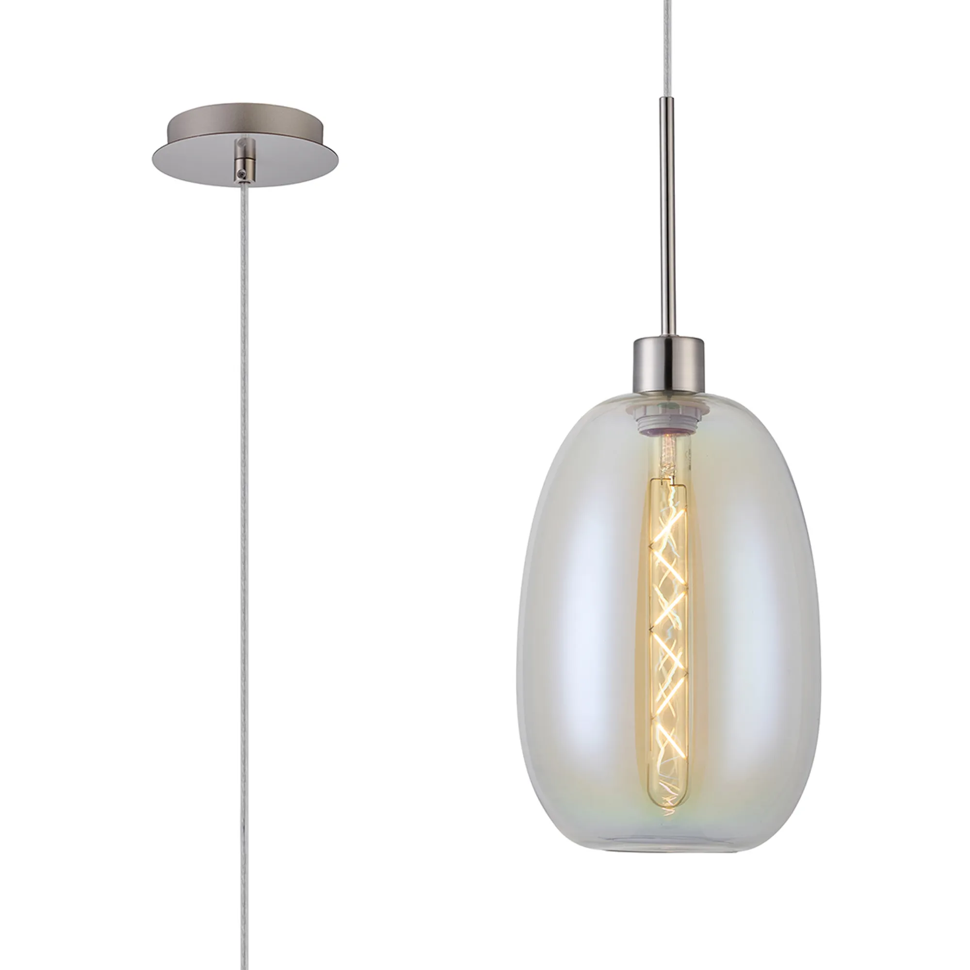 Lori 1.7m Single Pendant 1 Light Adjustable E27- Satin Nickel w Various Finishes - Image 2