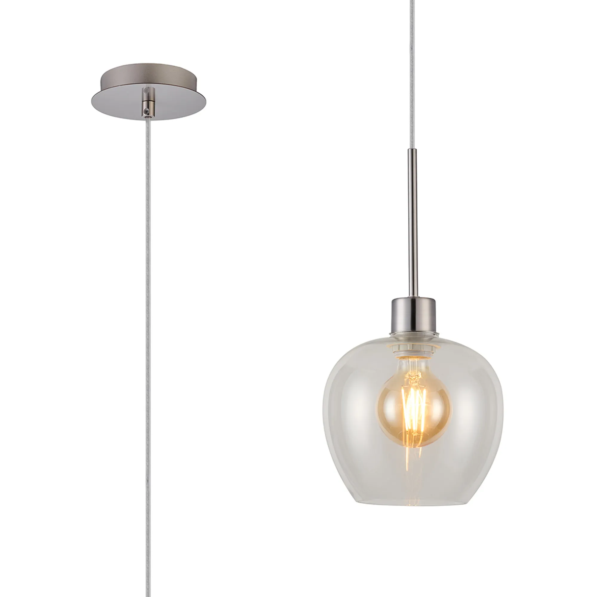 Lori 1.7m Single Pendant 1 Light Adjustable E27- Satin Nickel w Various Finishes - Image 3