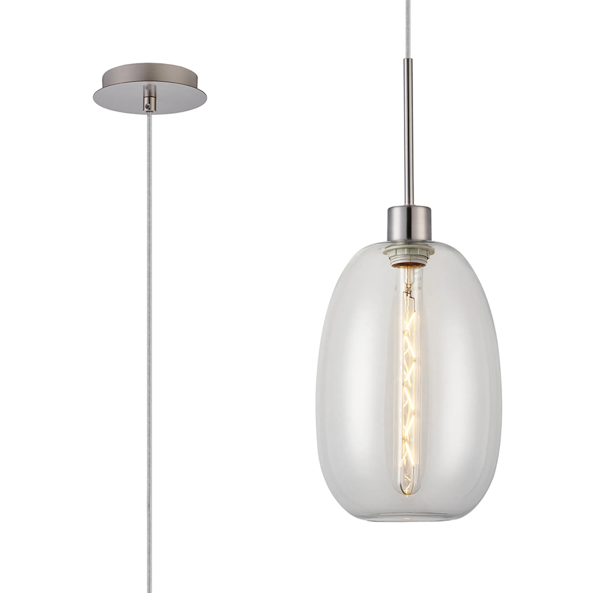 Lori 1.7m Single Pendant 1 Light Adjustable E27- Satin Nickel w Various Finishes - Image 5