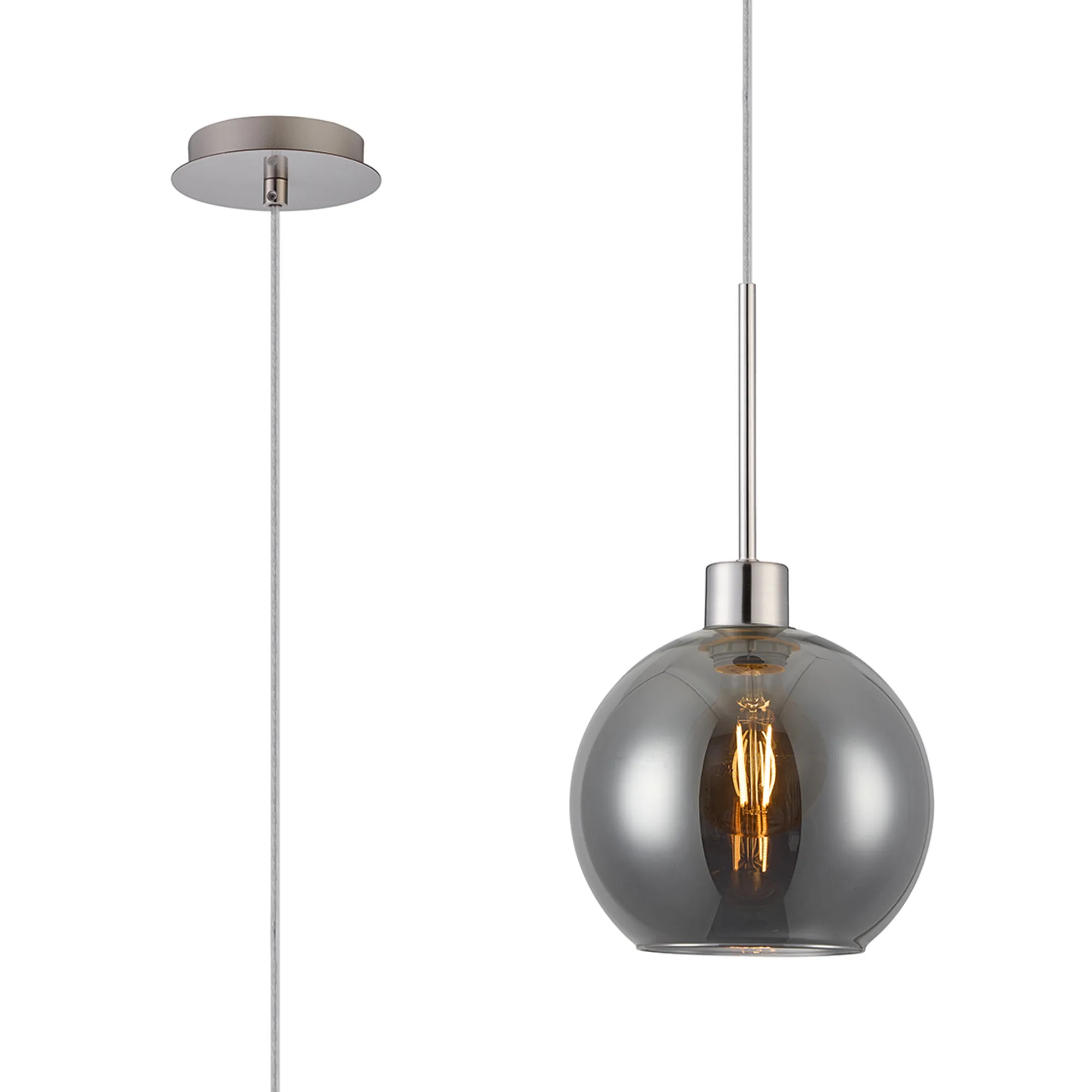Lori 1.7m Single Pendant 1 Light Adjustable E27- Satin Nickel w Various Finishes - Image 7