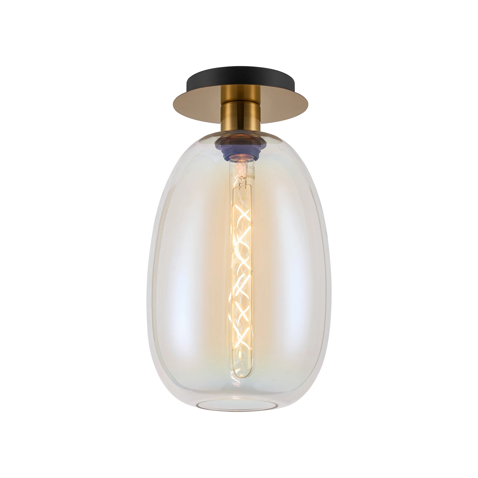 Lori 15cm Round Ceiling Semi-Flush Light - Antique Gold w Various Finishes - Image 3
