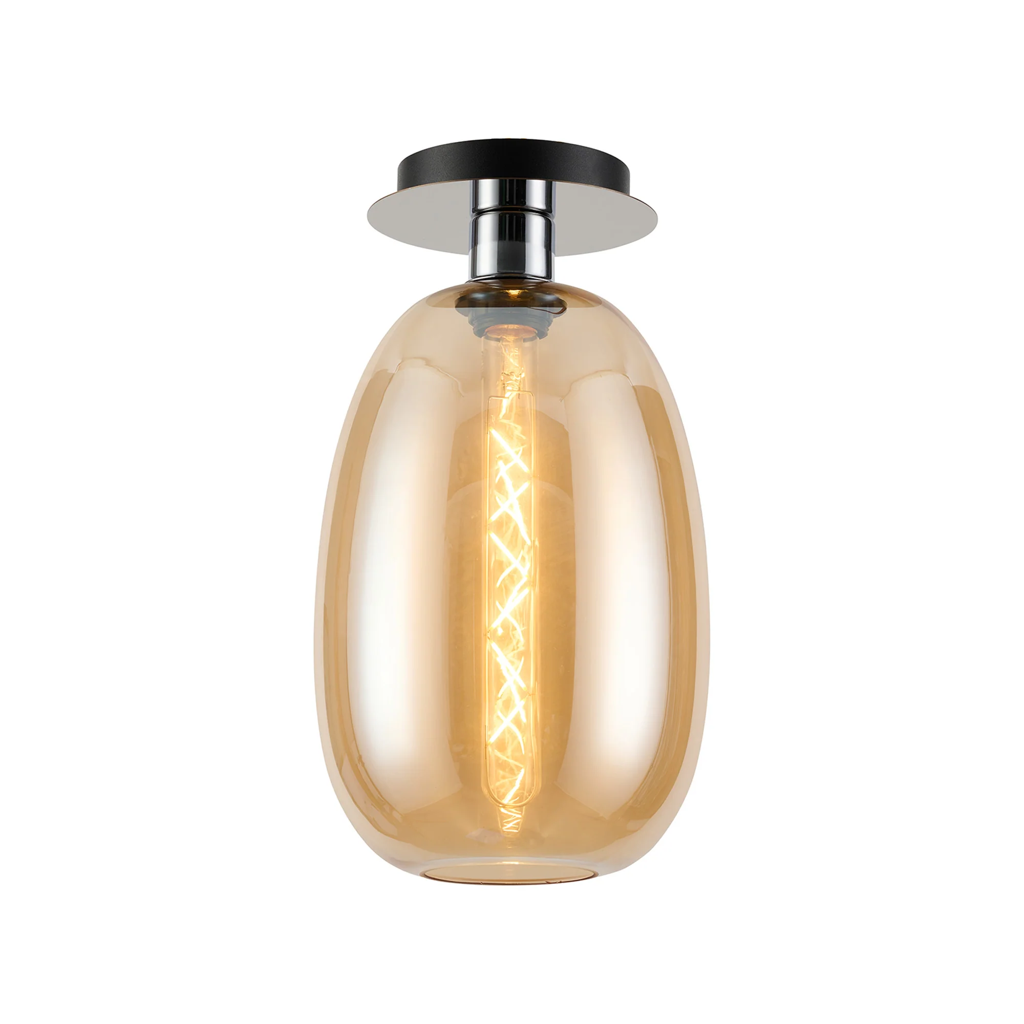 Lori 15cm Round Ceiling Semi-Flush Light -  Polished Chrome w Various Finishes - Image 3
