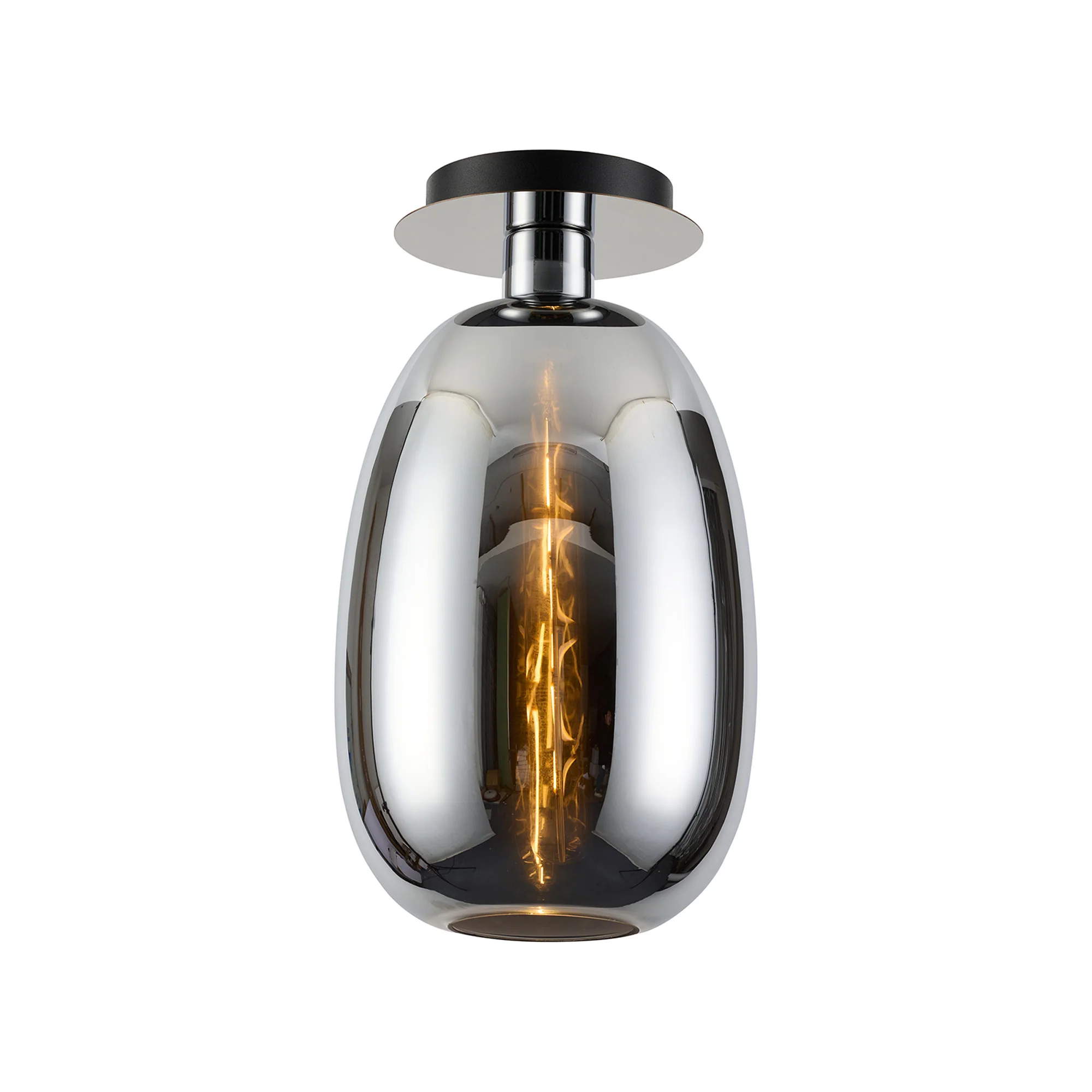 Lori 15cm Round Ceiling Semi-Flush Light -  Polished Chrome w Various Finishes - Image 4