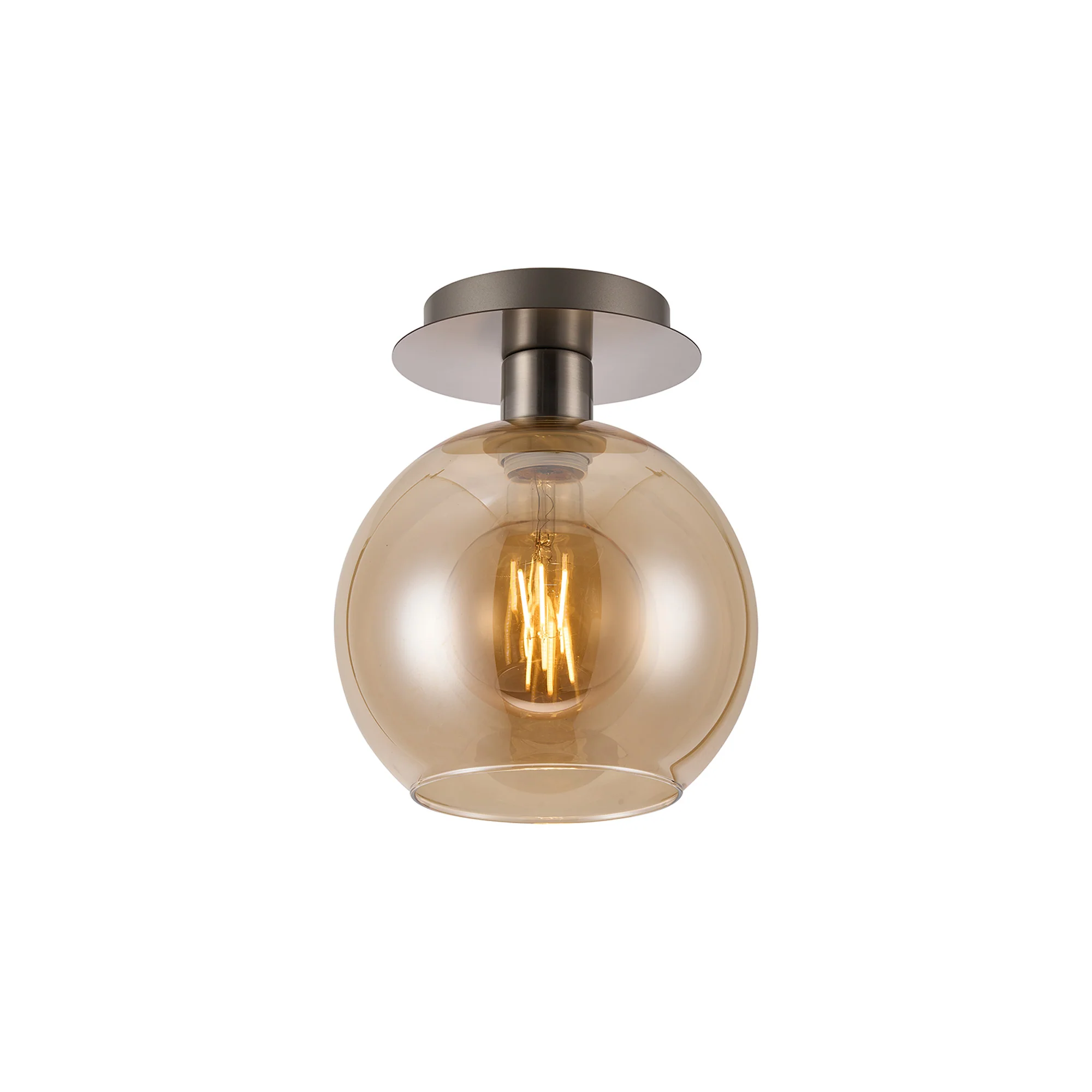 Lori 15cm Round Ceiling Semi-Flush Light - Satin Nickel w Various Finishes - Image 2