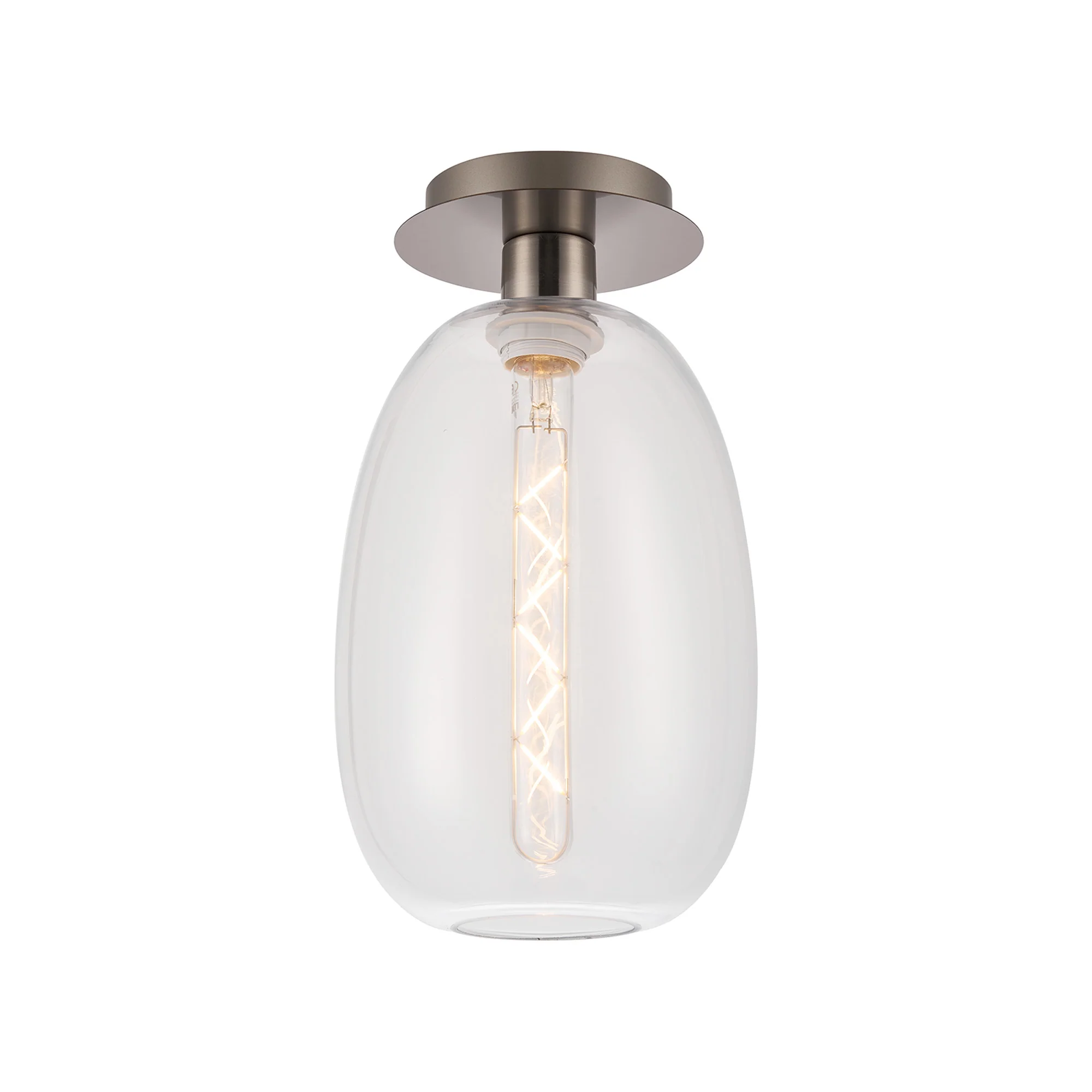 Lori 15cm Round Ceiling Semi-Flush Light - Satin Nickel w Various Finishes - Image 3