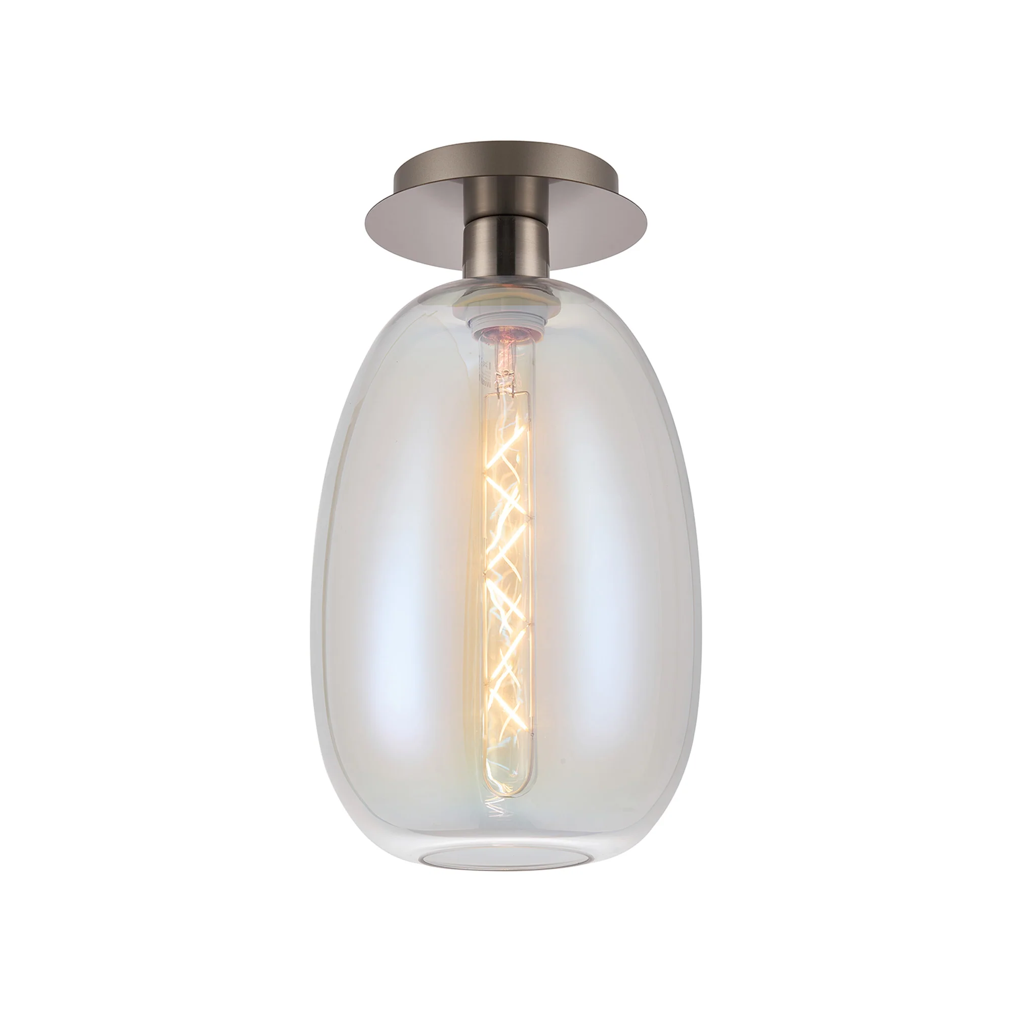 Lori 15cm Round Ceiling Semi-Flush Light - Satin Nickel w Various Finishes - Image 4