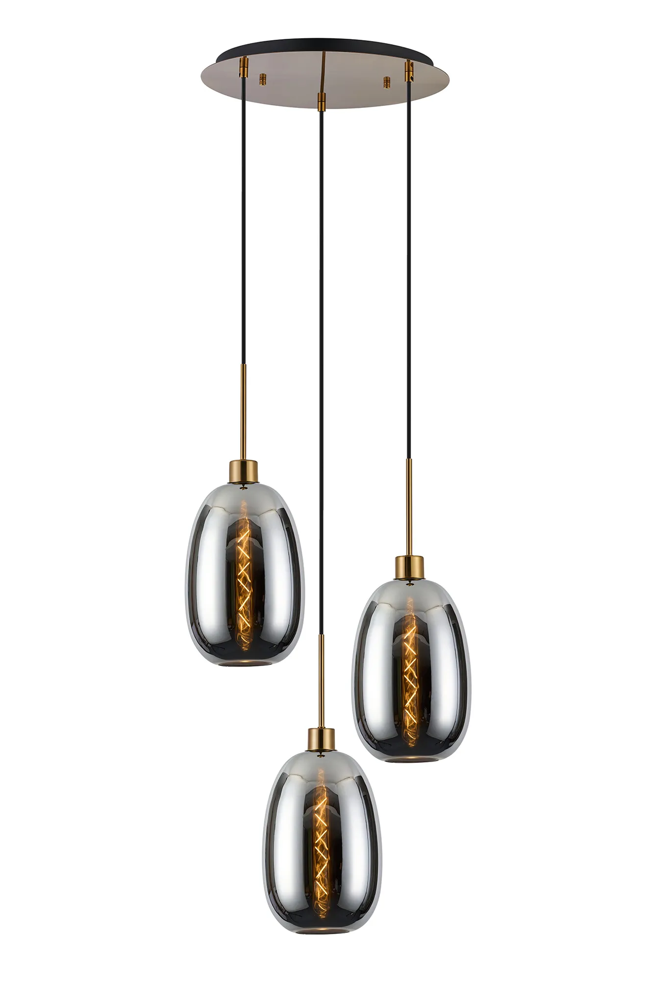 Lori 3Lt Cluster Pendant -Antique Gold w Various Glass Finishes - Image 3