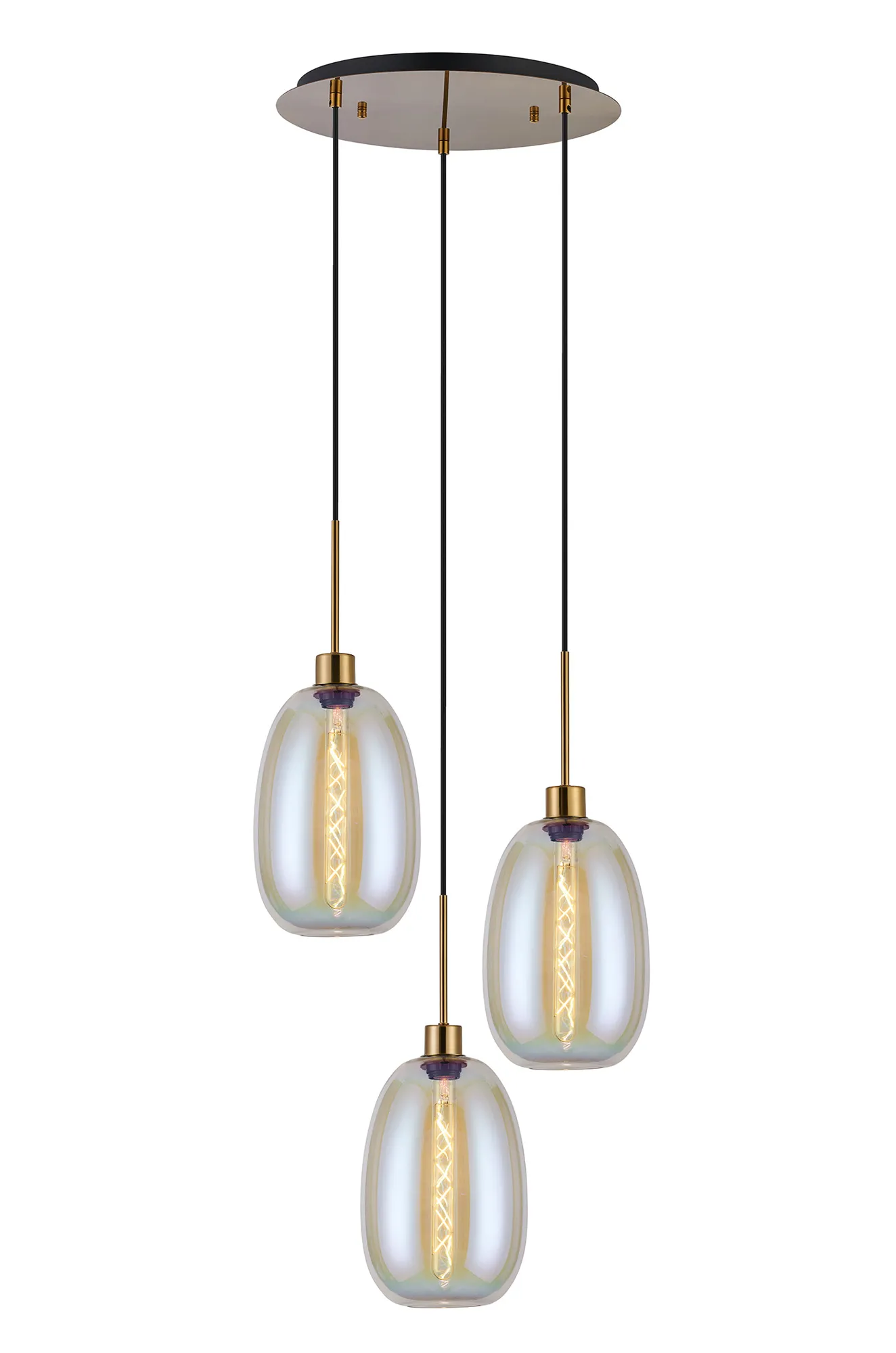 Lori 3Lt Cluster Pendant -Antique Gold w Various Glass Finishes - Image 4