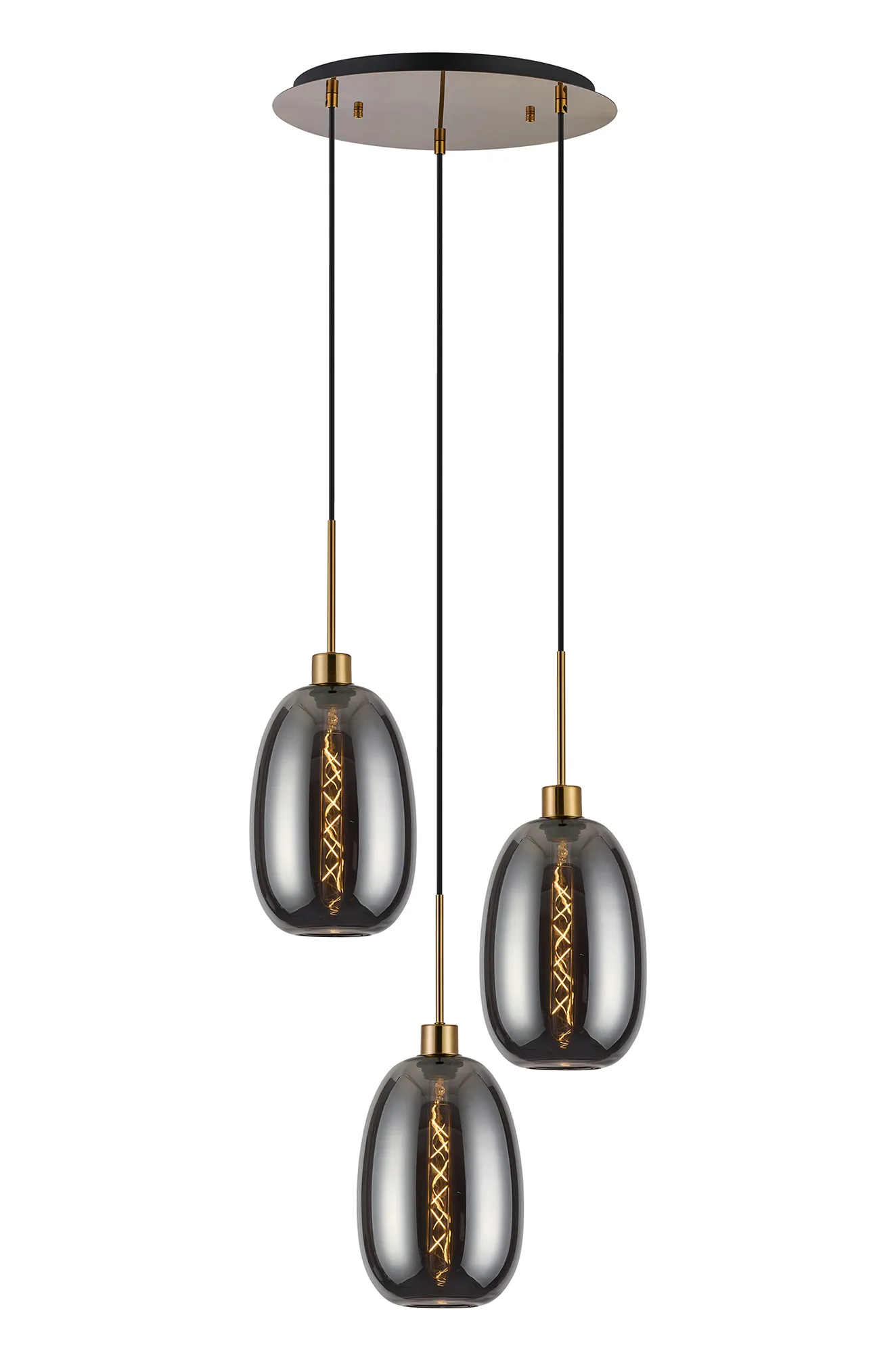 Lori 3Lt Cluster Pendant -Antique Gold w Various Glass Finishes - Image 5