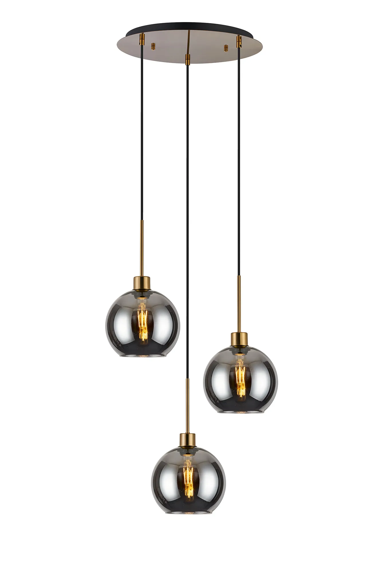 Lori 3Lt Cluster Pendant -Antique Gold w Various Glass Finishes - Image 6