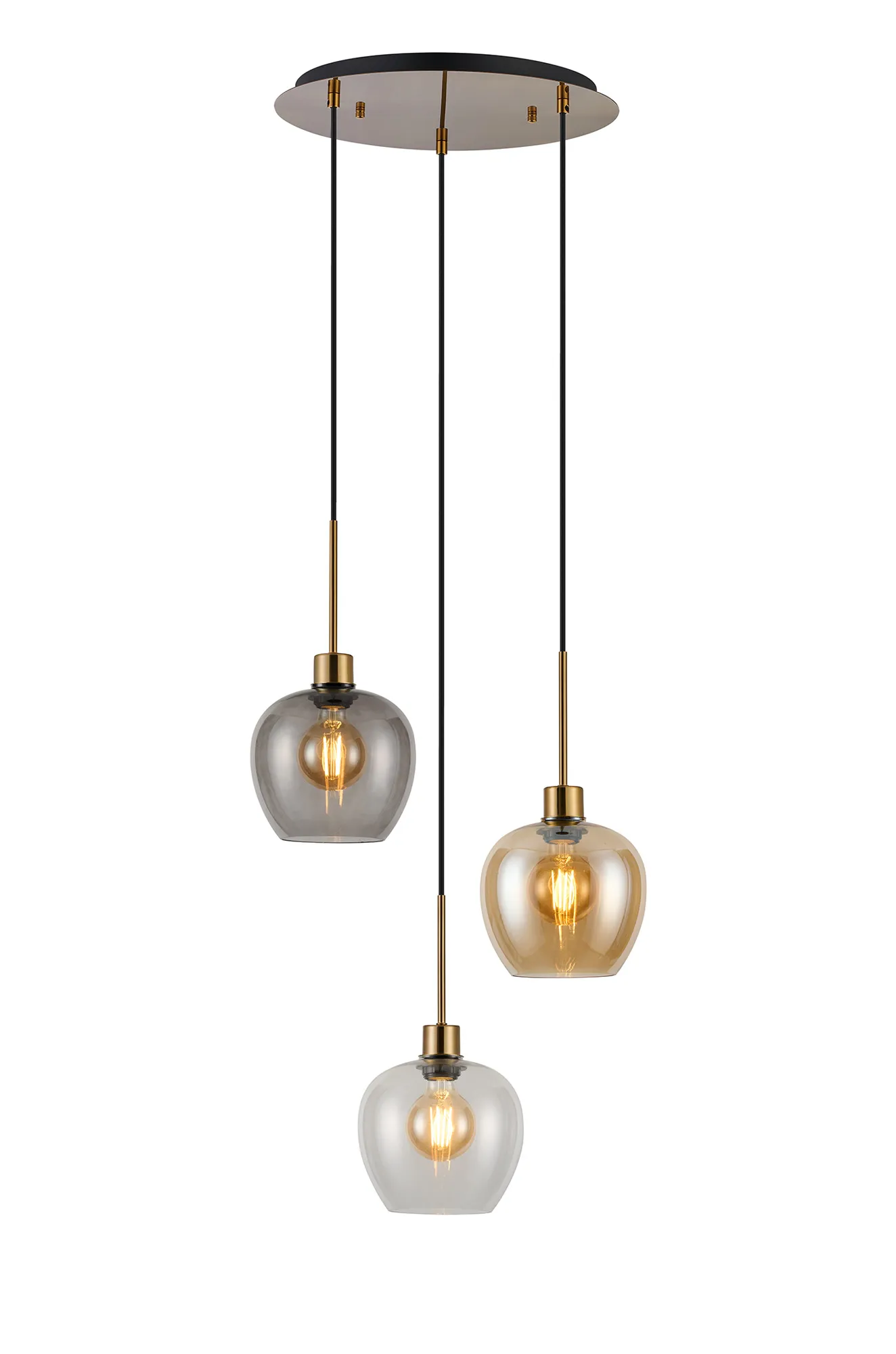 Lori 3Lt Cluster Pendant -Antique Gold w Various Glass Finishes - Image 8