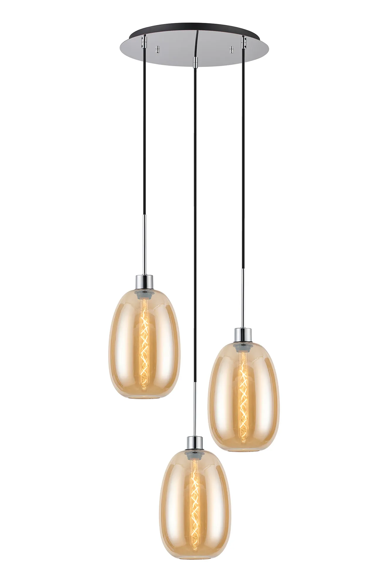 Lori 3Lt Cluster Pendant - Polished Chrome w Various Finishes - Image 2