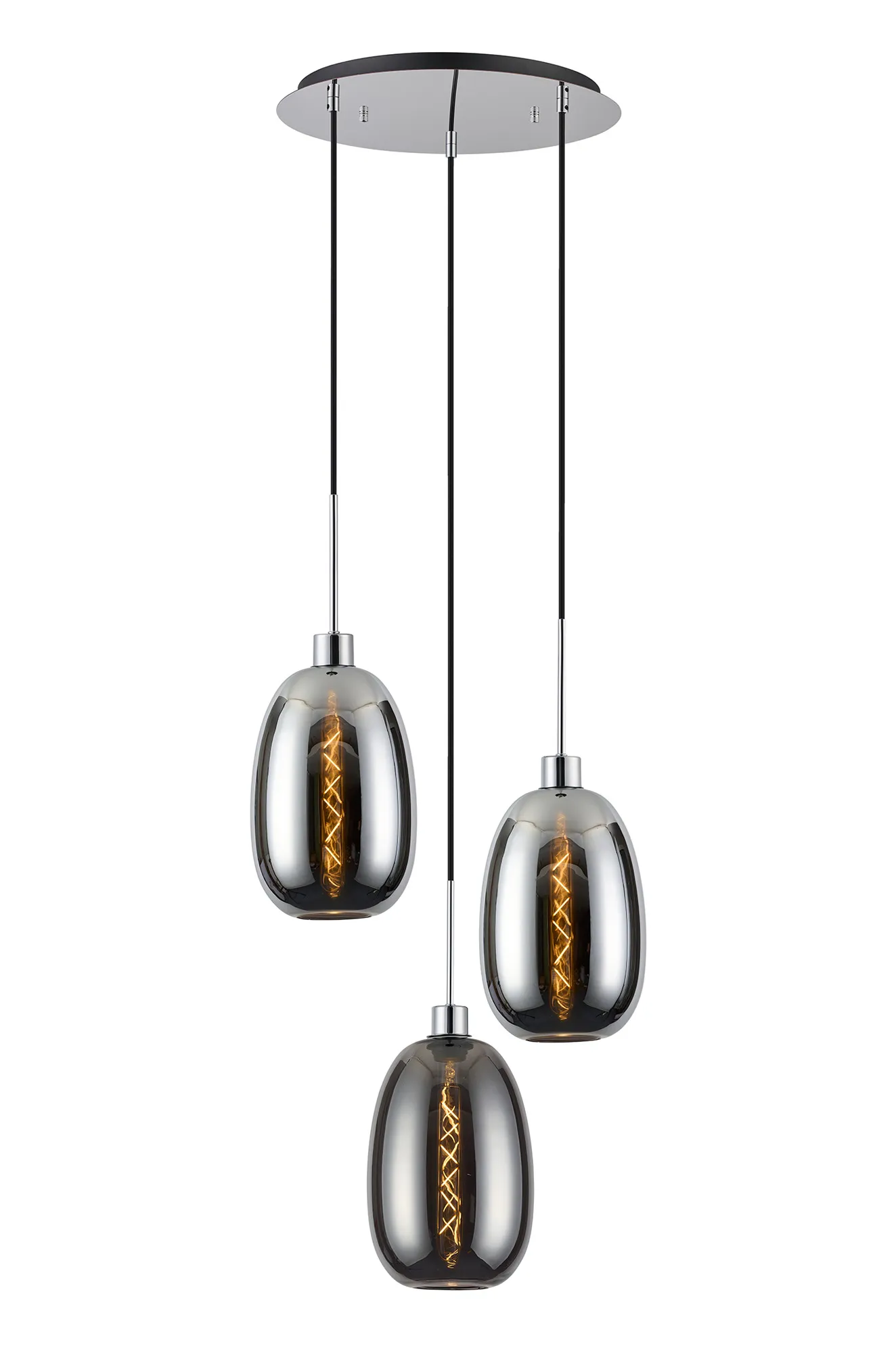 Lori 3Lt Cluster Pendant - Polished Chrome w Various Finishes - Image 3
