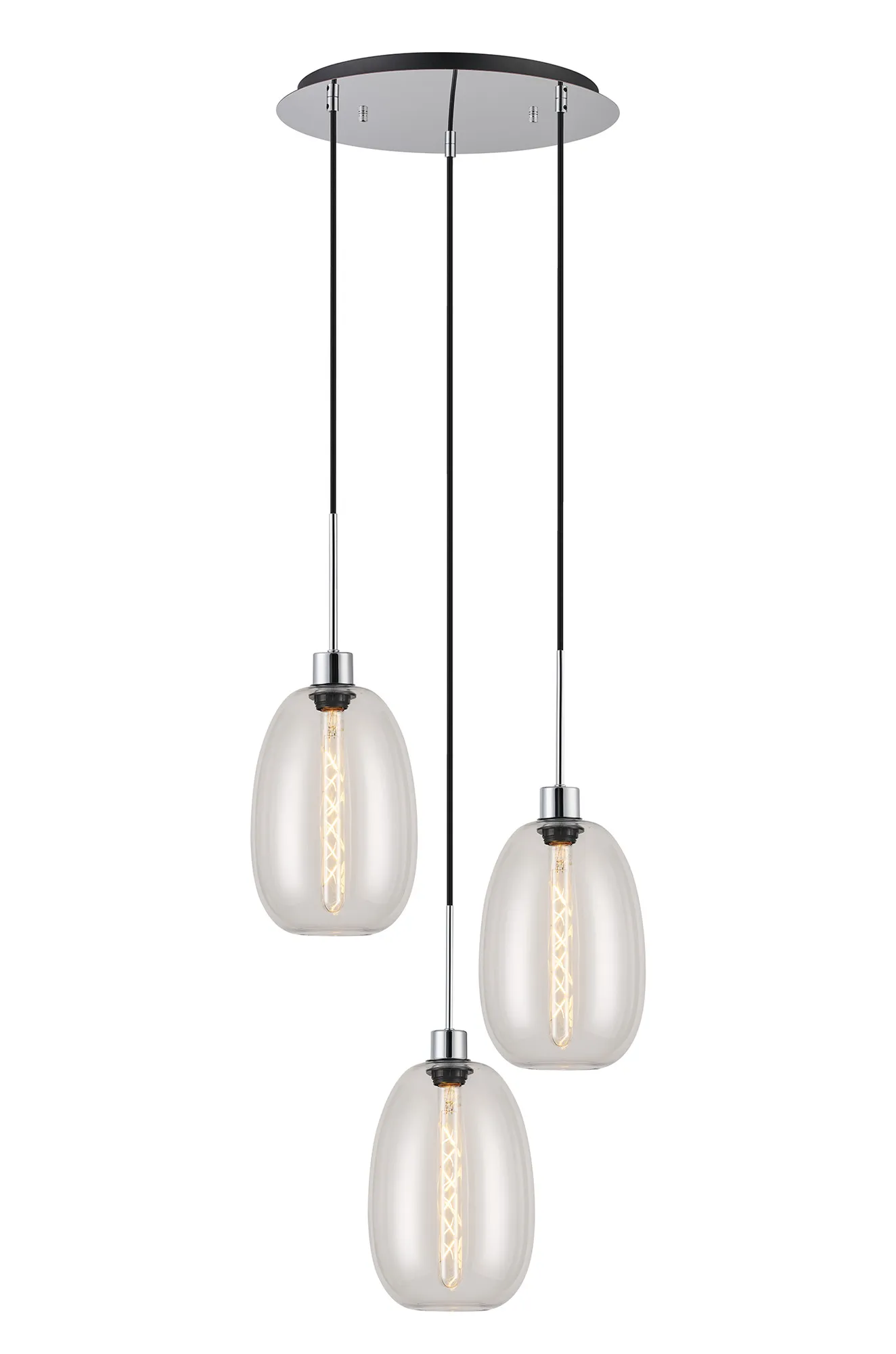 Lori 3Lt Cluster Pendant - Polished Chrome w Various Finishes - Image 4