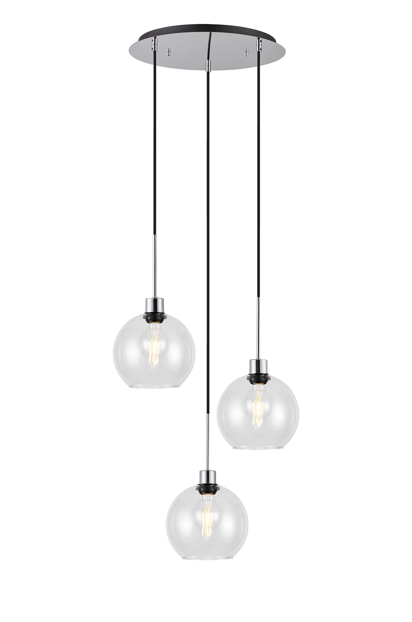 Lori 3Lt Cluster Pendant - Polished Chrome w Various Finishes - Image 5