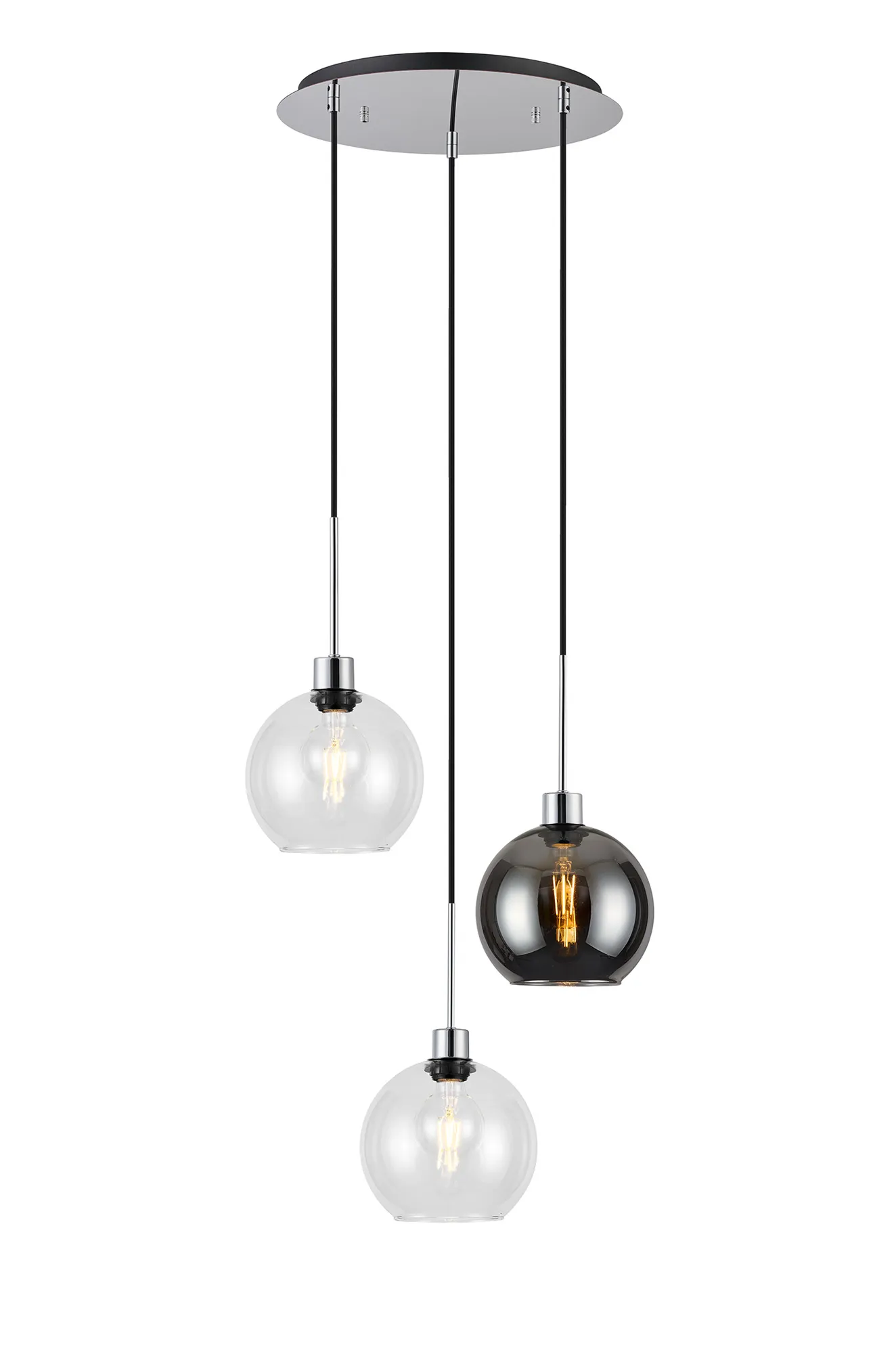 Lori 3Lt Cluster Pendant - Polished Chrome w Various Finishes - Image 6